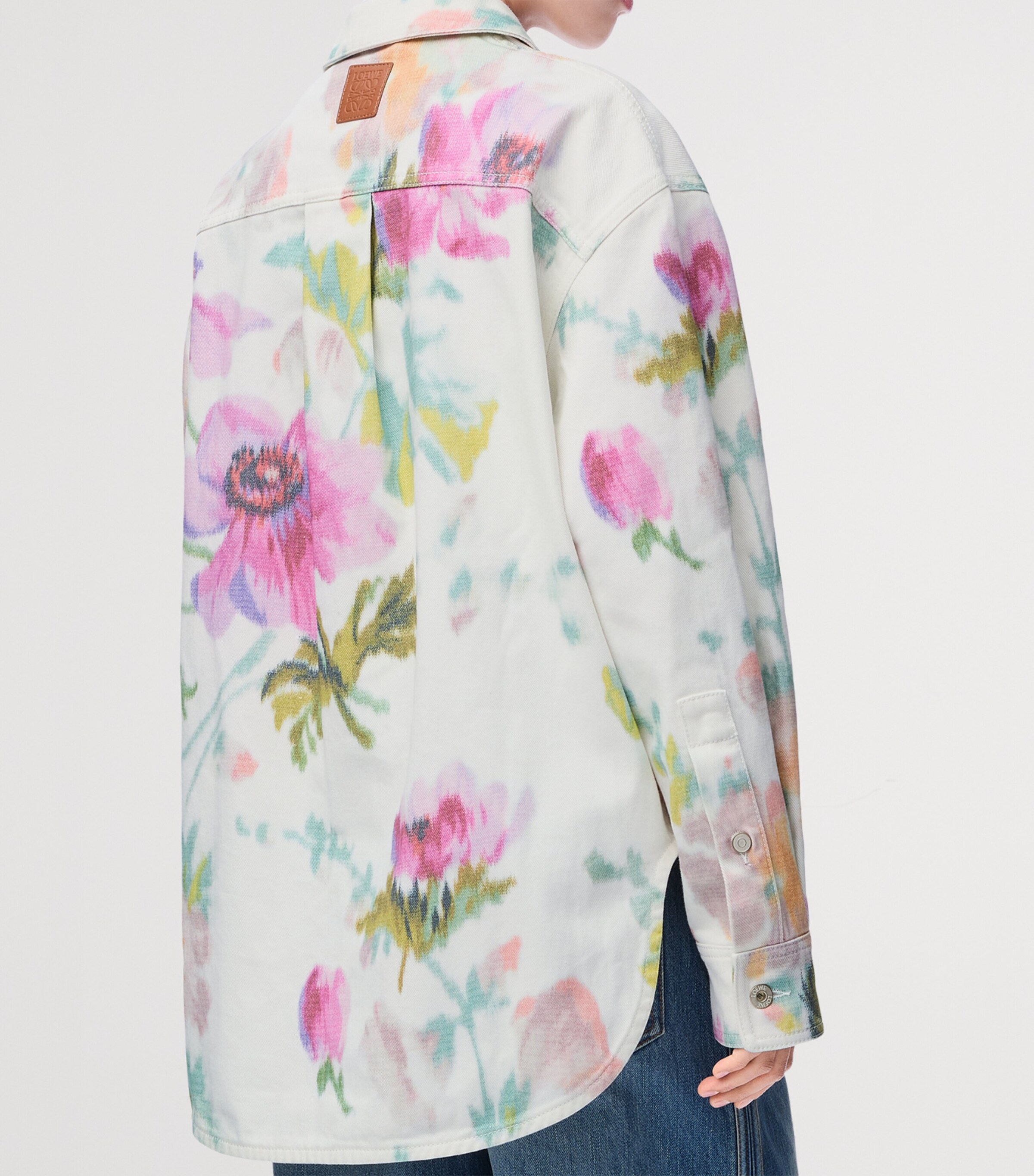 Denim Floral Overshirt WHITE/PINK Image 4
