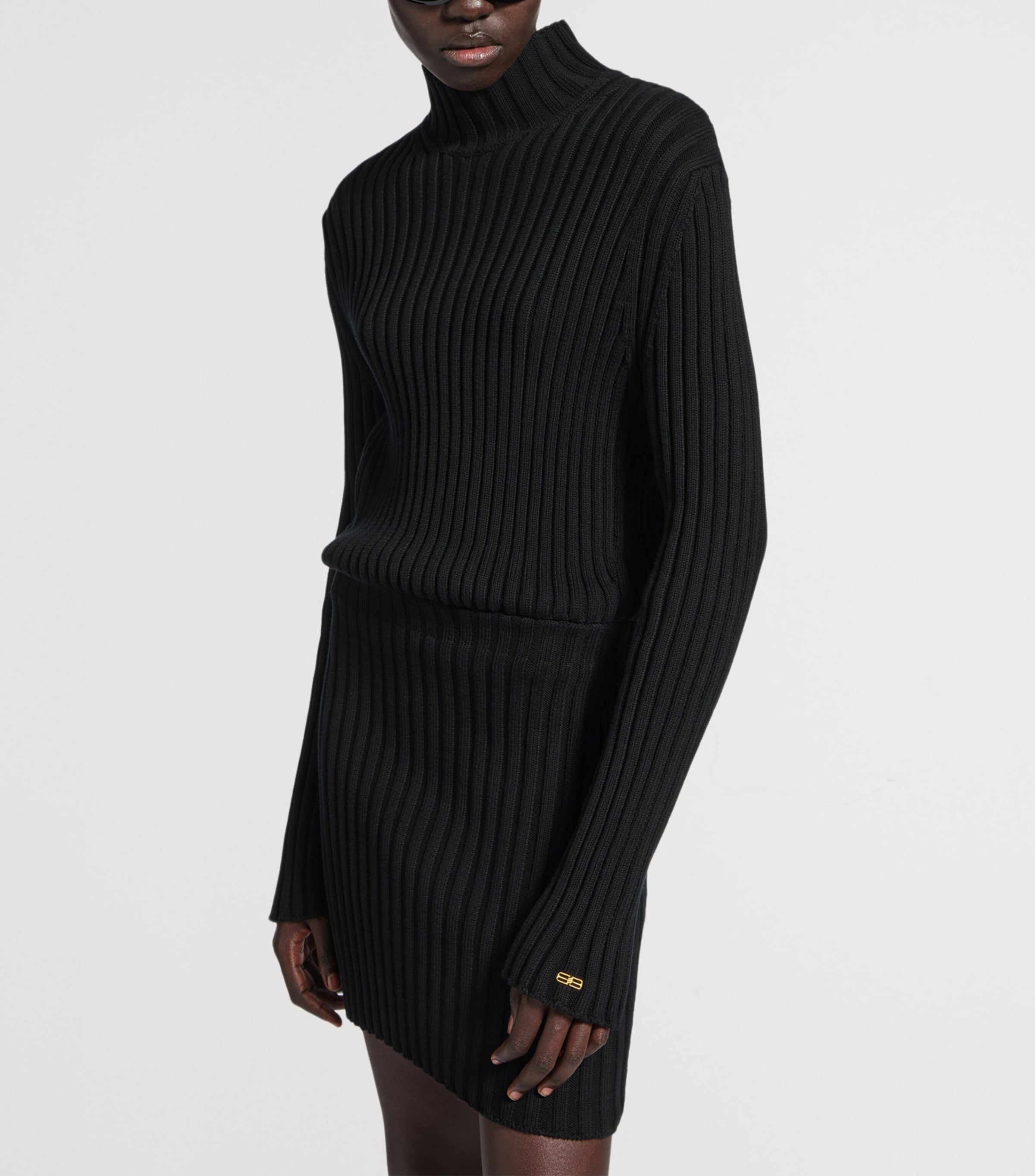 Balenciaga Womens Cotton-Blend Hourglass Mini Dress Image 5