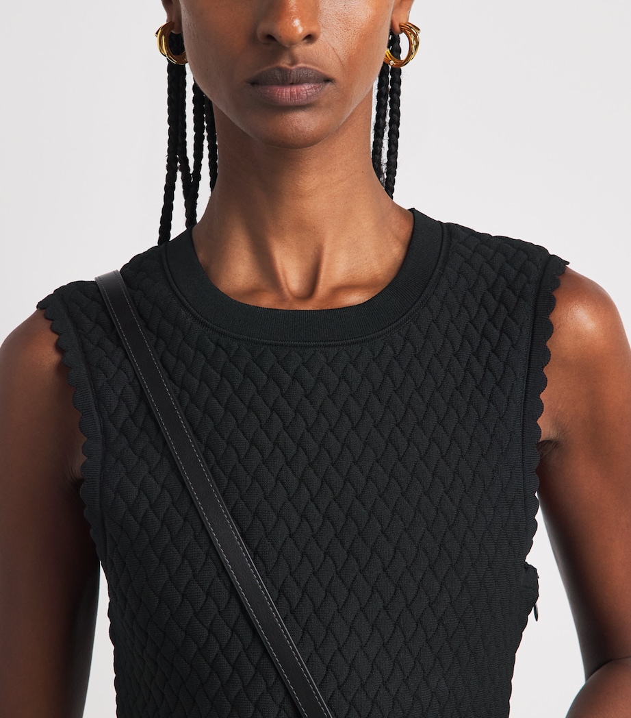 Sandro Paris Womens Check-Detail Mini Dress Black / Ecru Image 3