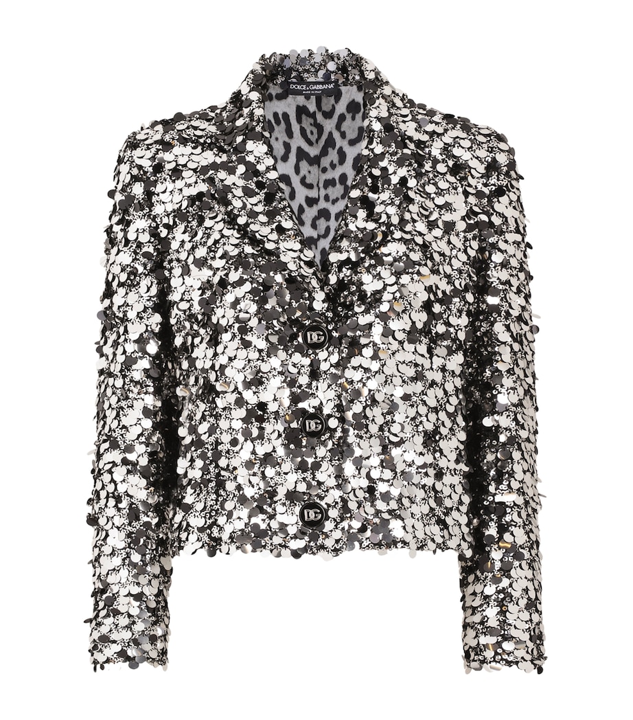 Sequinned Embellished Jacket S0998-SILVER Image 1