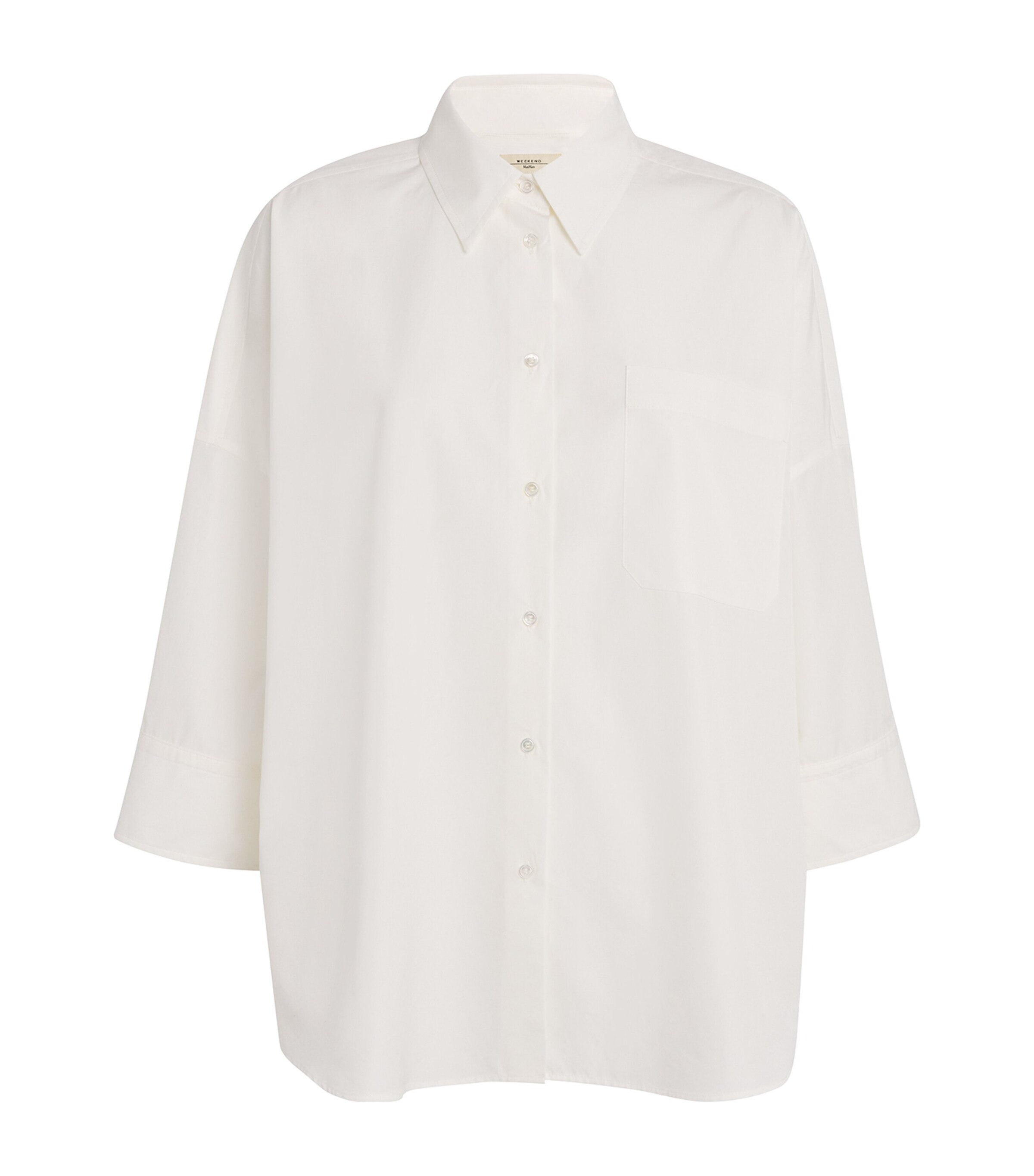 Weekend Max Mara Cotton Cropped-Sleeve Shirt | Women Clothing | Tops | Workwear | Designers | Weekend Max Mara