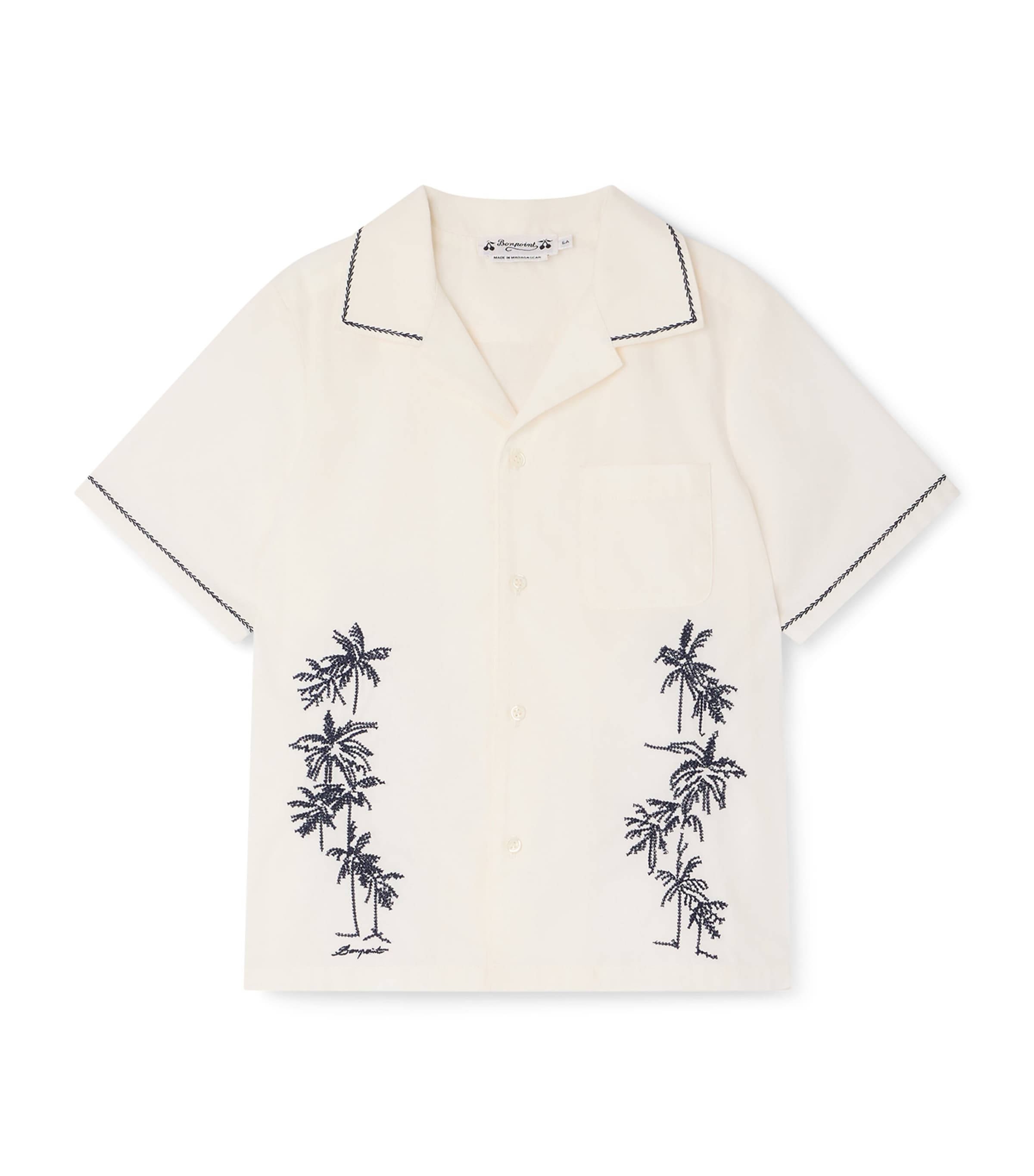 Bonpoint Cotton Palm Tree Shirt (10-14 Years) Upb Blanc Lait Image 1