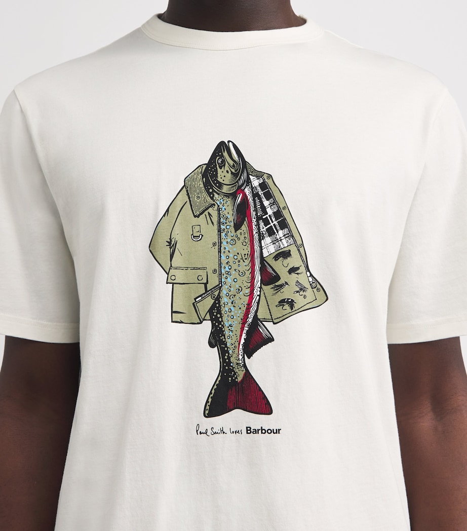 Barbour Mens x Paul Smith Fishing Jacket T-Shirt Whisper Image 3