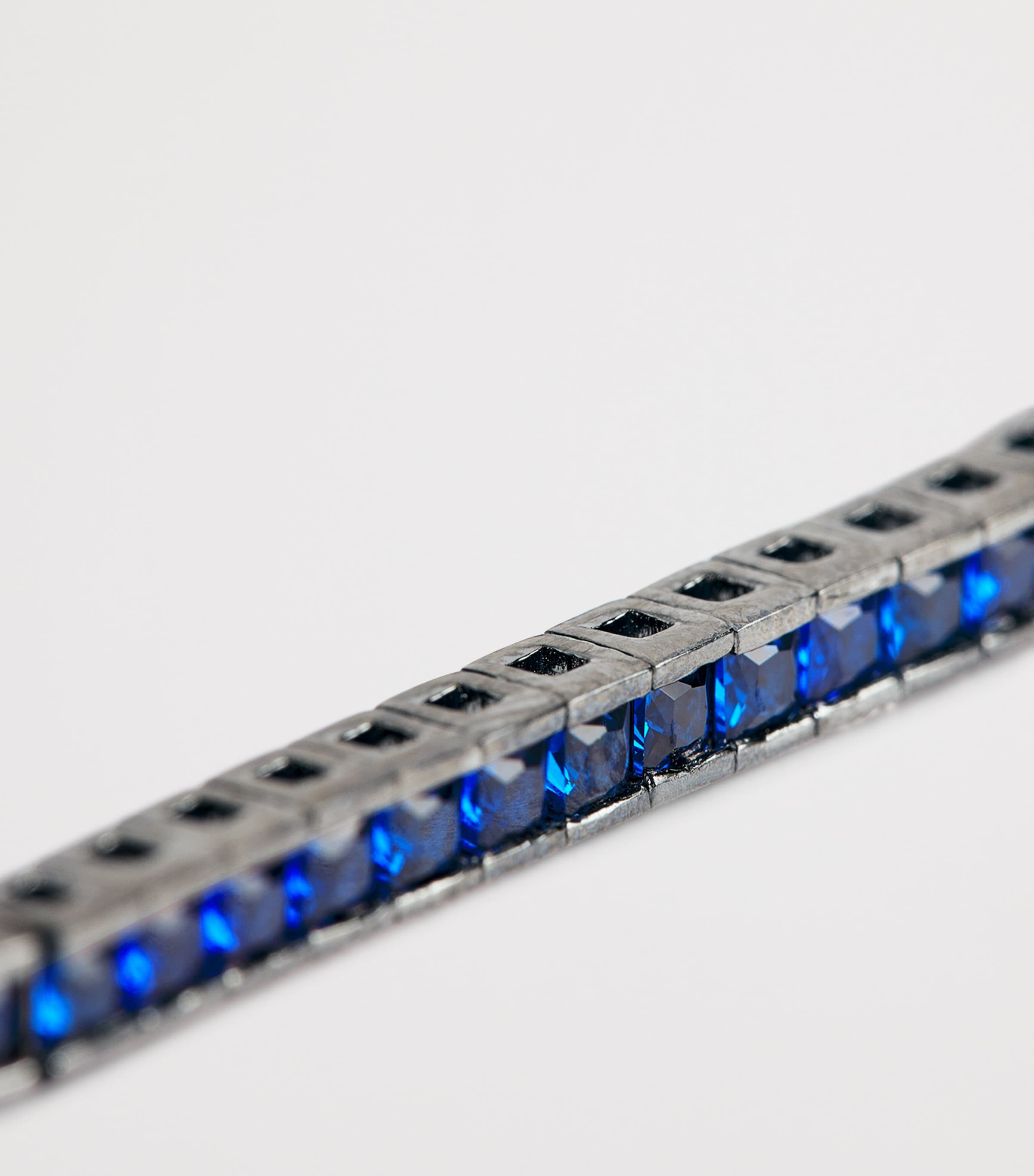 Rhodium-Plated Sterling Silver Quadro Tennis Bracelet BLUE Image 6