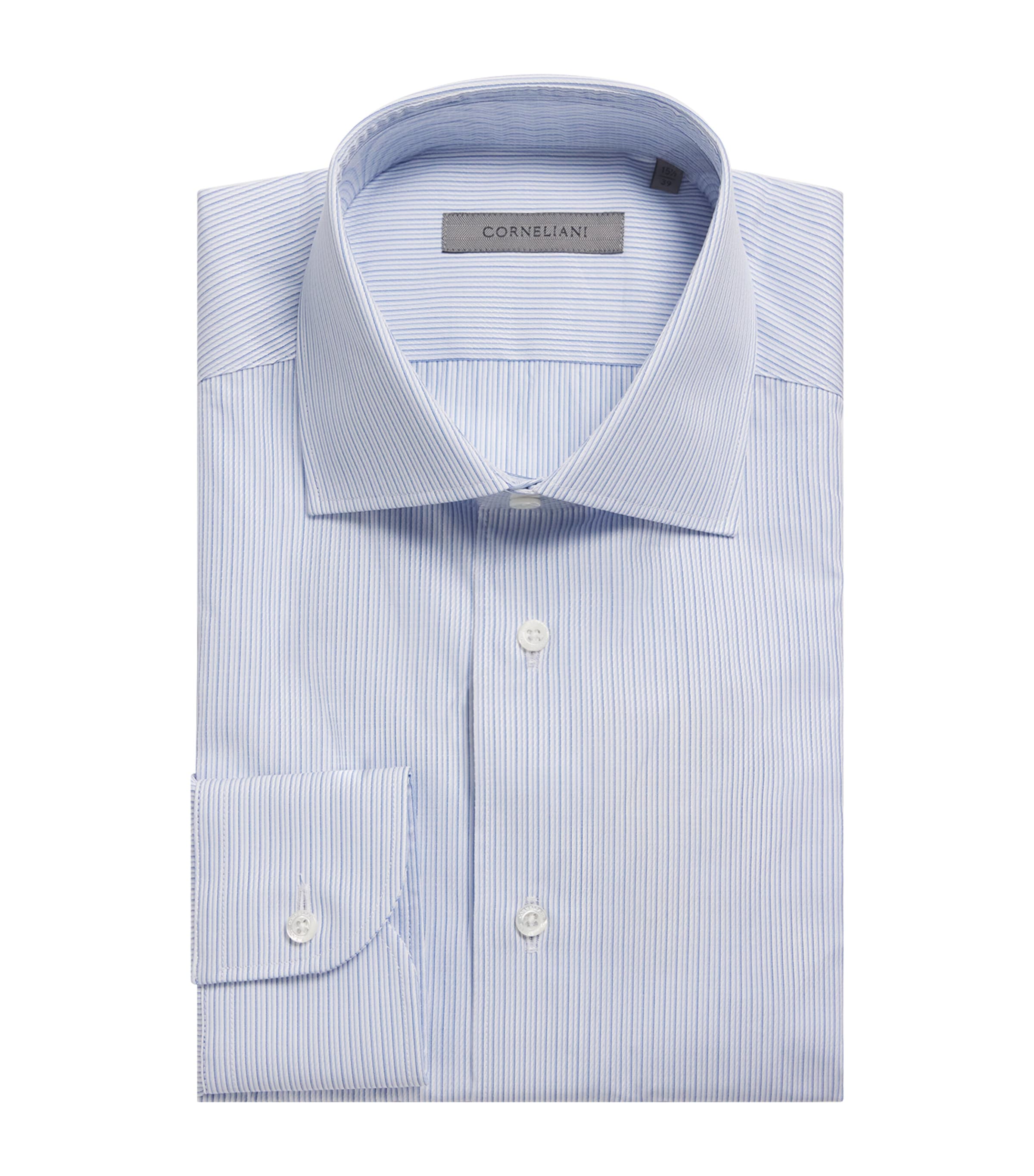 Cotton Stripe Formal Shirt 001 NAVY BLUE Image 1