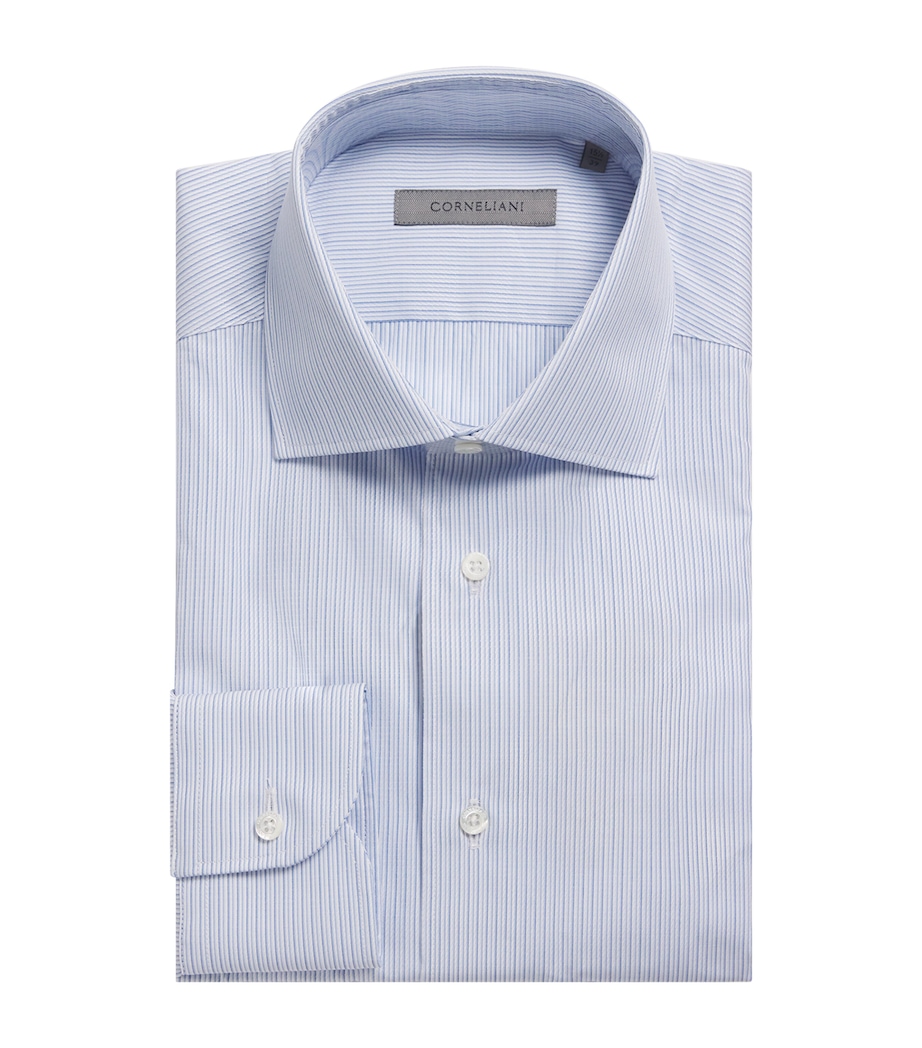 Cotton Stripe Formal Shirt 001 NAVY BLUE Image 1