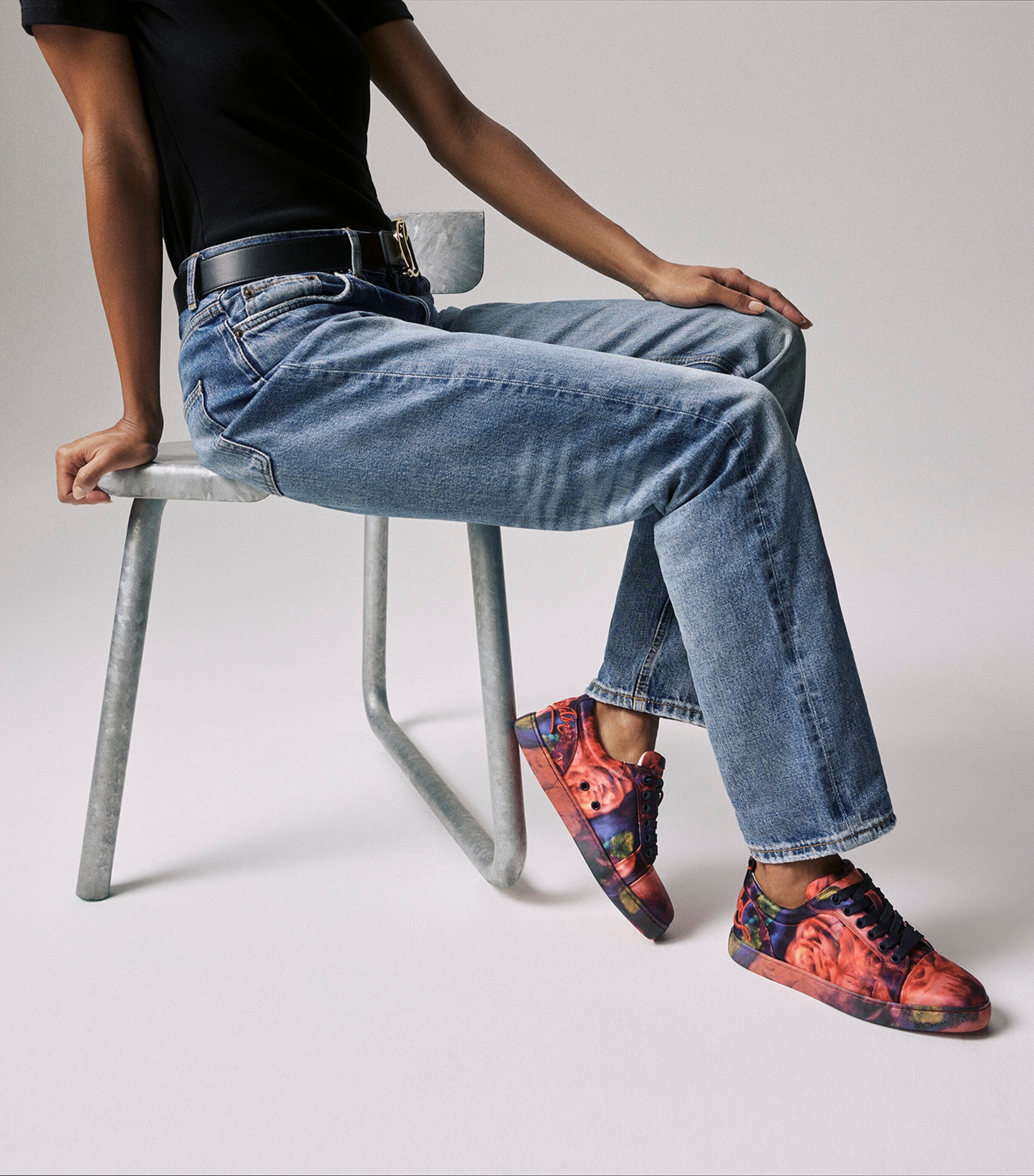 Christian Louboutin*ルイスジュニアスパイク*ローズプリント♪ Christian Louboutin Fun Louise Junior Silk Floral Sneakers
