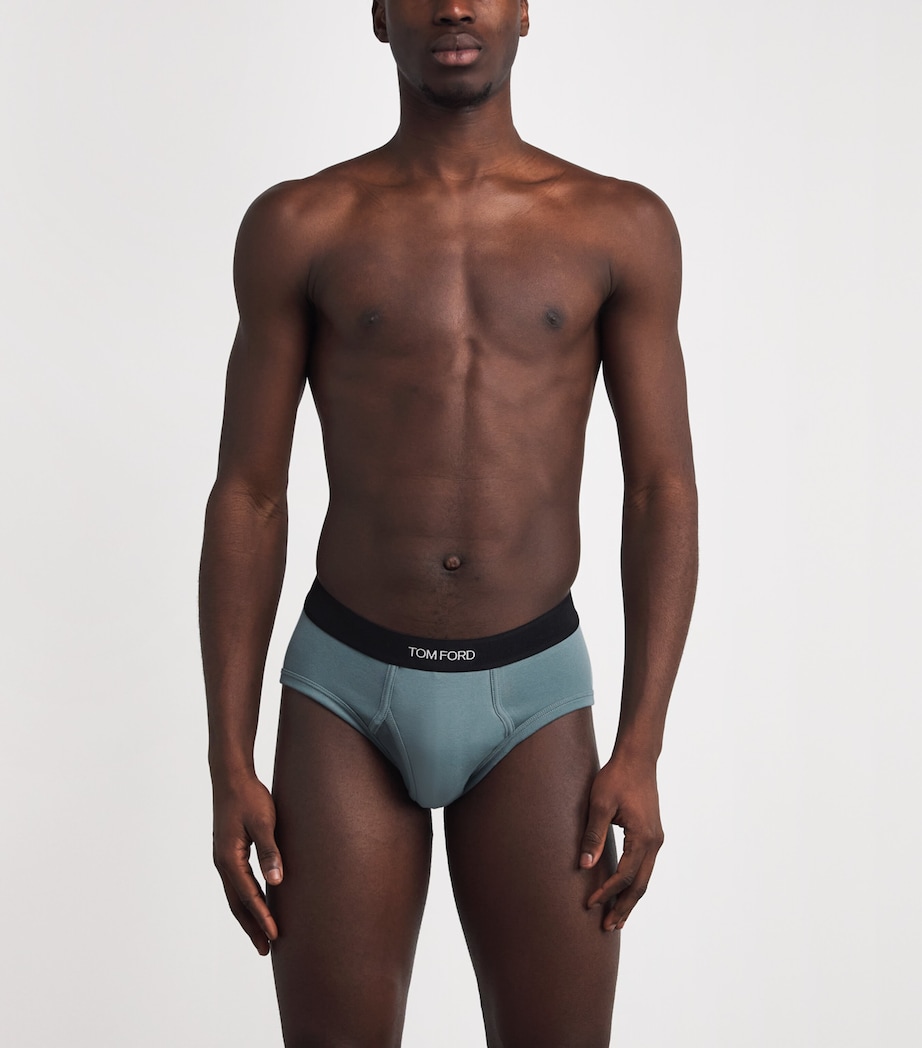 Stretch-Cotton Logo Briefs 424 TEAL Image 2