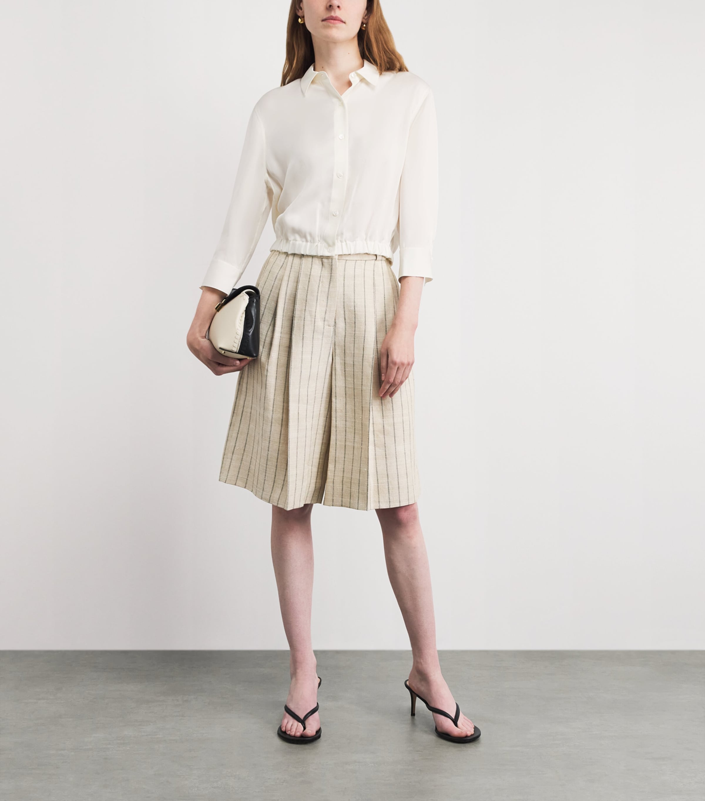Theory Womens Supima Cotton Cinched Shirt Ivory Image 2
