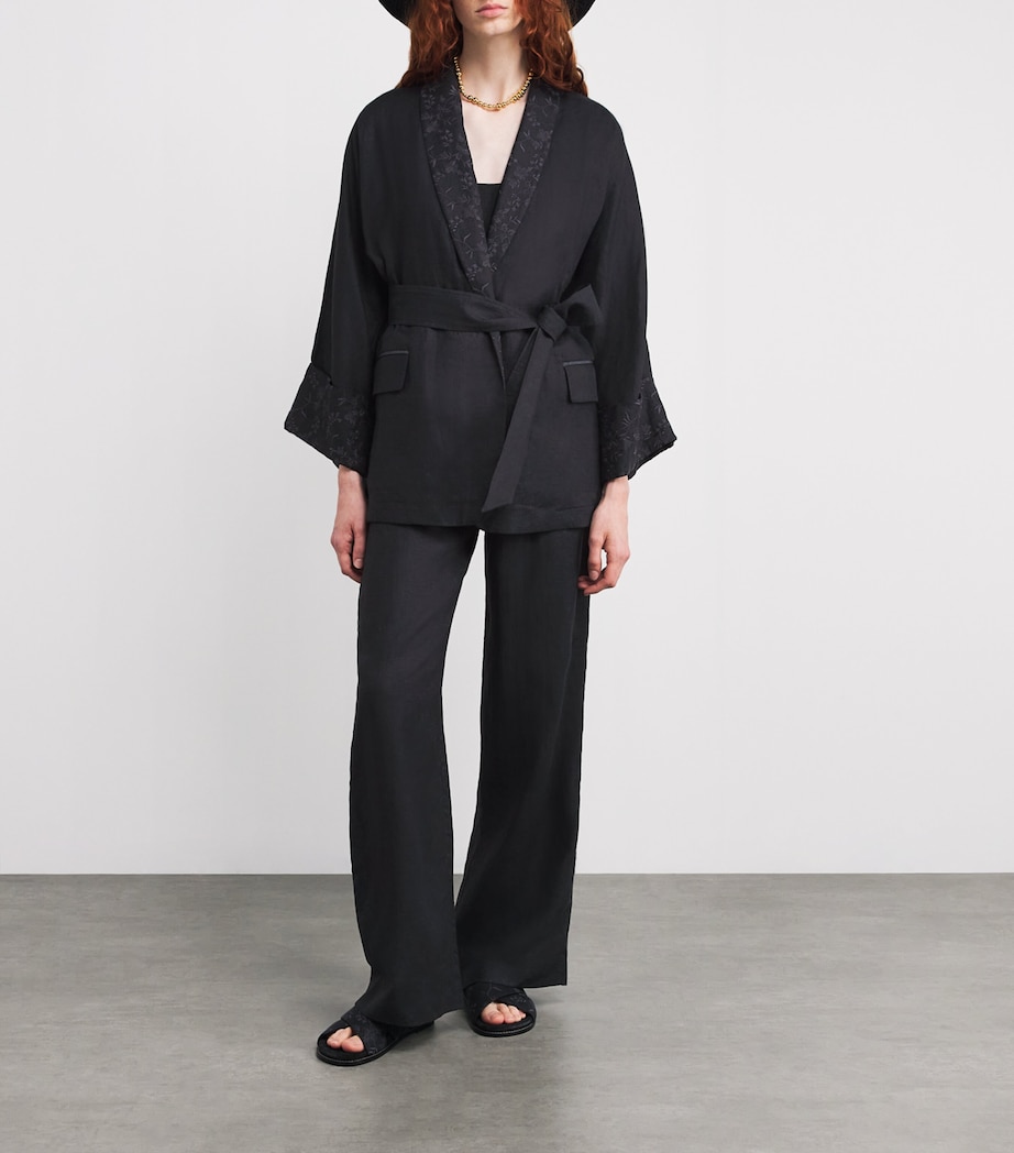 x Harrods Linen Belted Blazer NERO Image 2