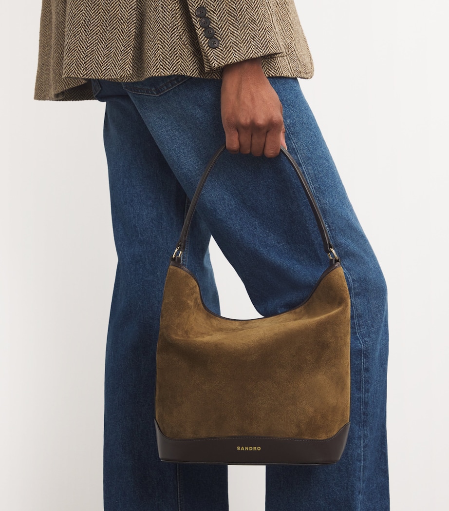 Suede-Leather Bucket Bag CAMEL Image 5