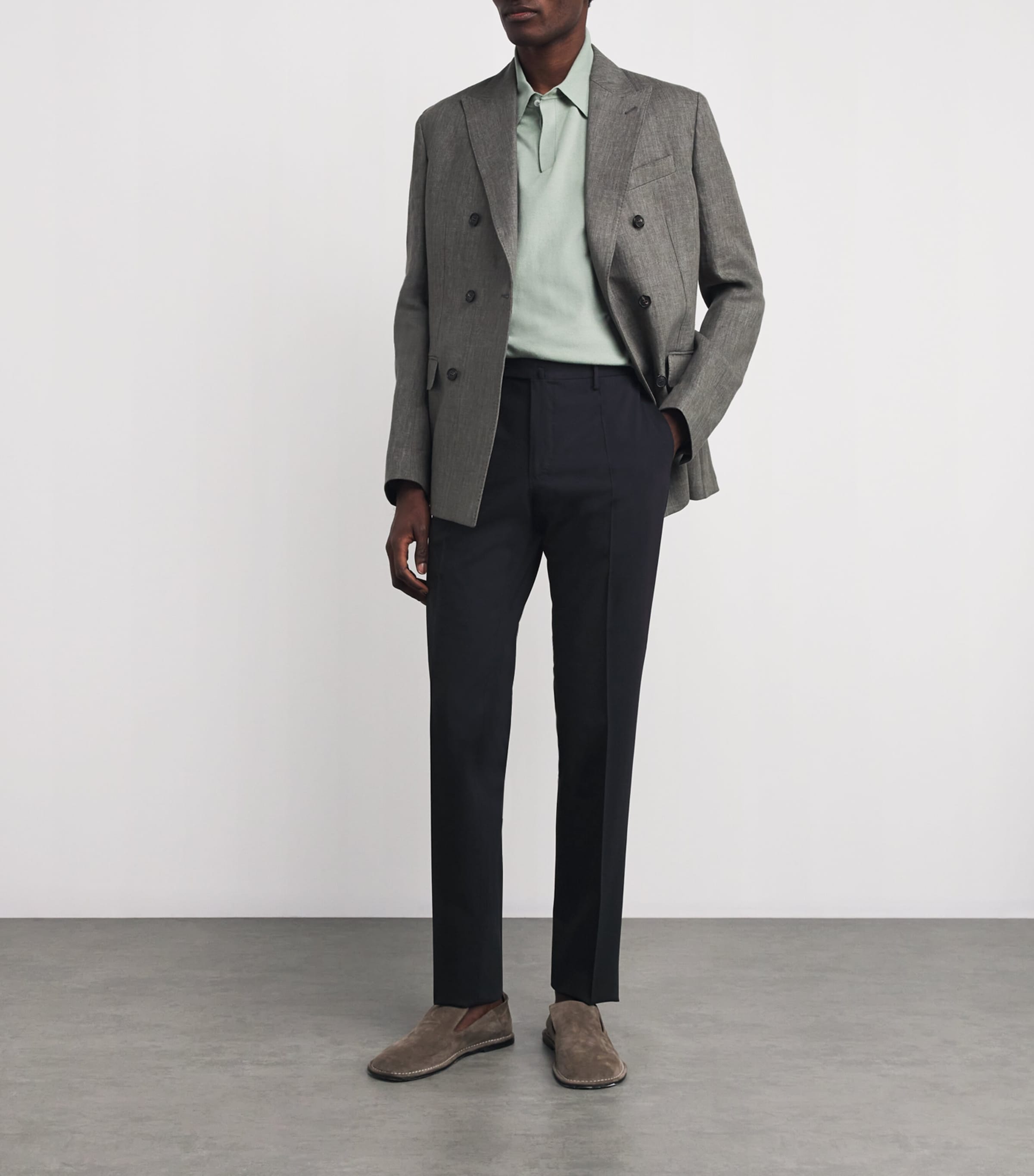 slowear Mens Stretch-Wool Tailored Trousers Blue Scuro Image 2