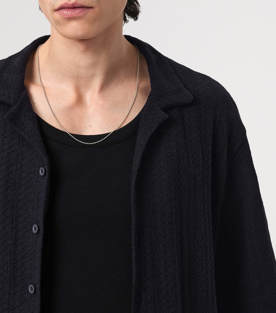 AllSaints Mens Knitted Trace Shirt Jet Black Image 6