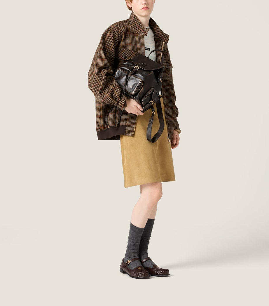 Miu Miu Womens Waxed Suede Mini Skirt Image 2