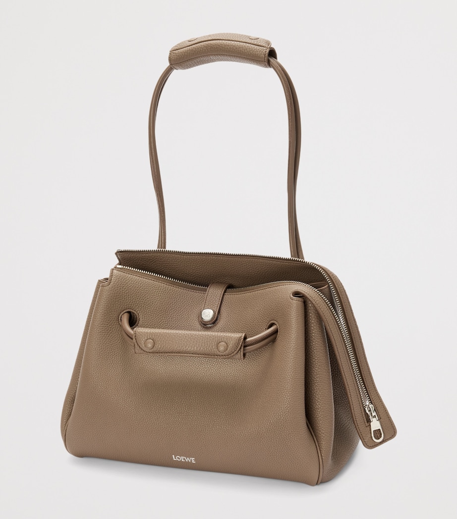 Medium Grained Leather Madrid Shoulder Bag TAUPE Image 3