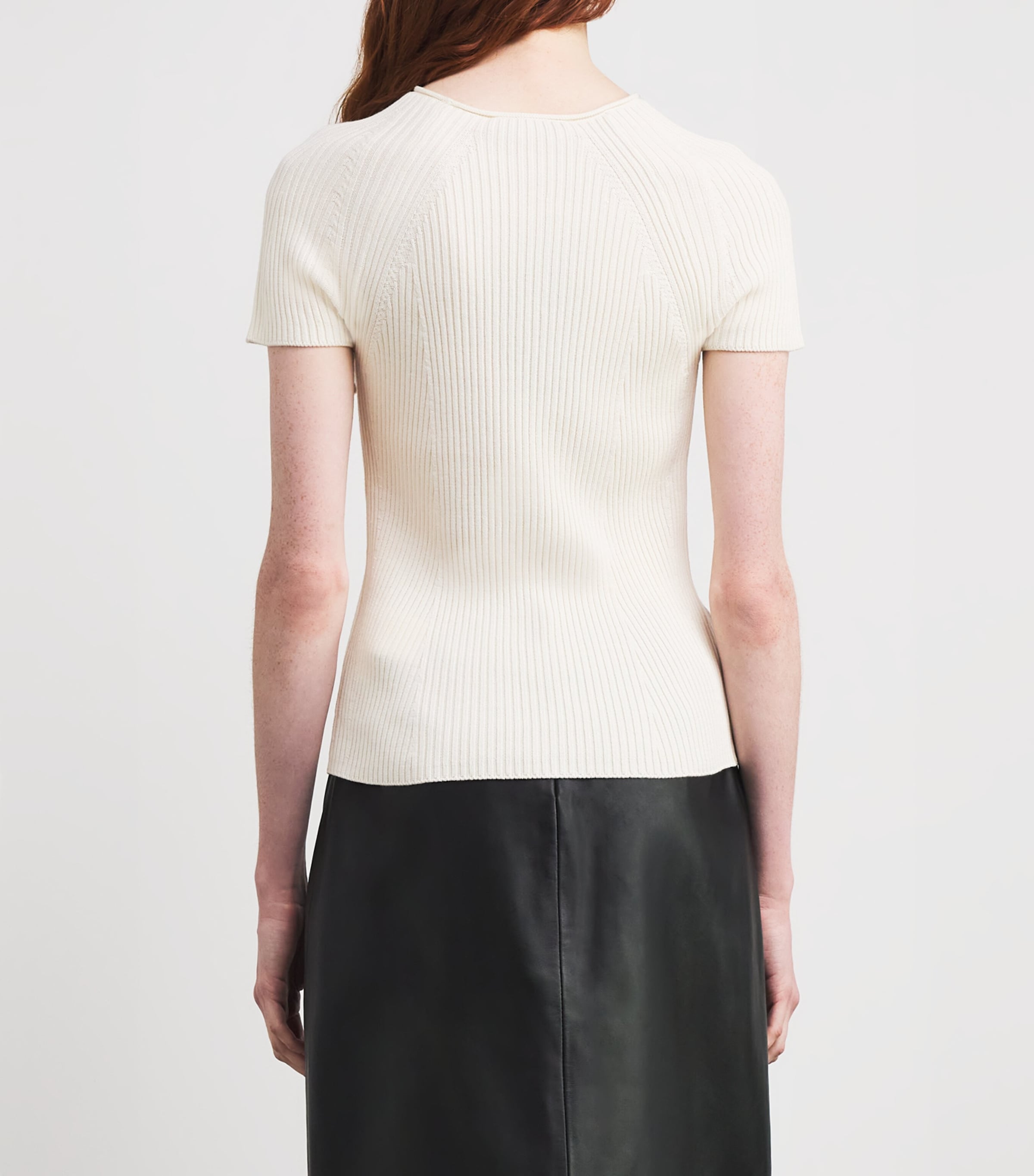 Ribbed Short-Sleeve Sweater MILK Image 4
