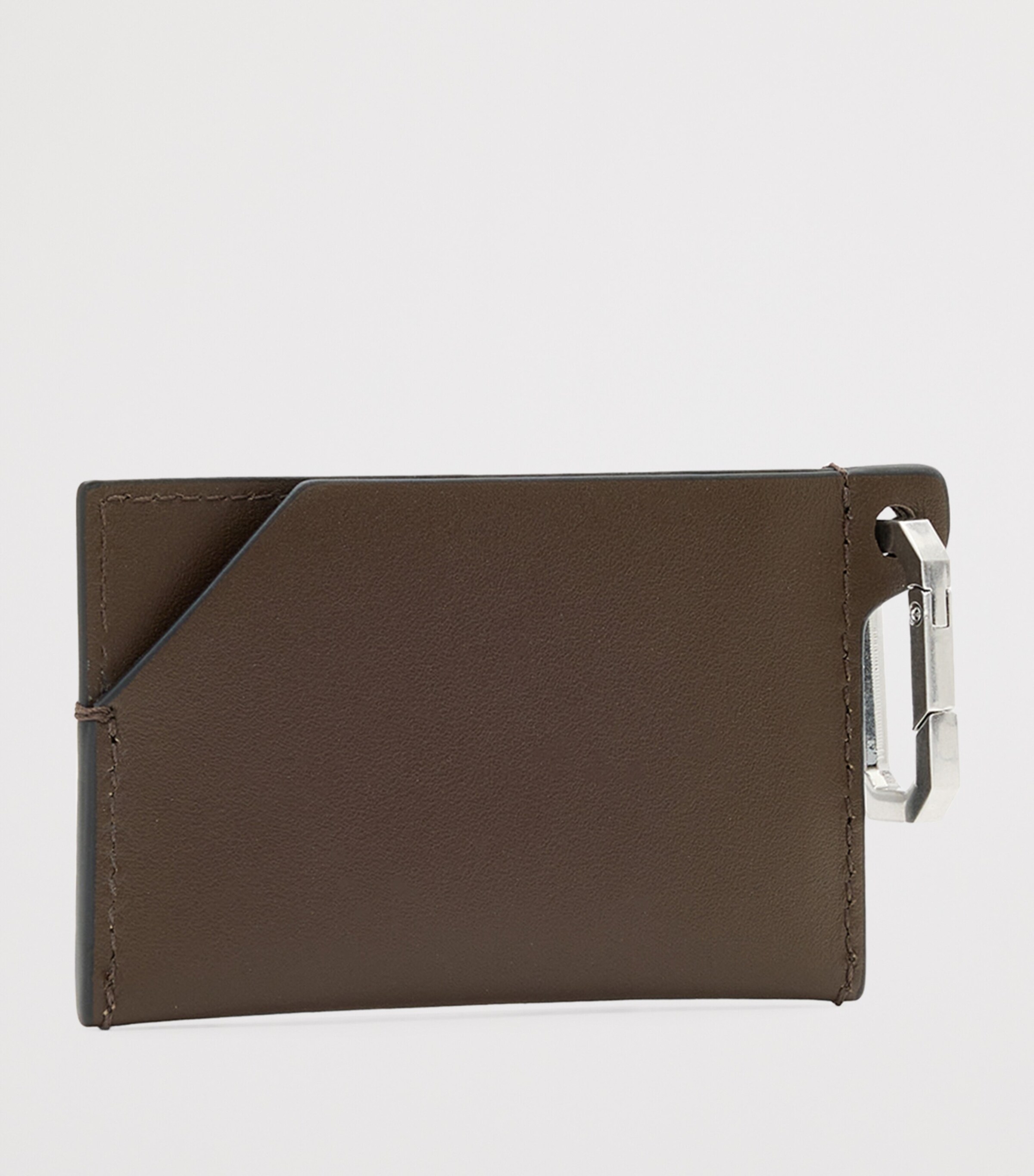 AllSaints Leather Hex Card Holder Fango Brown Image 5