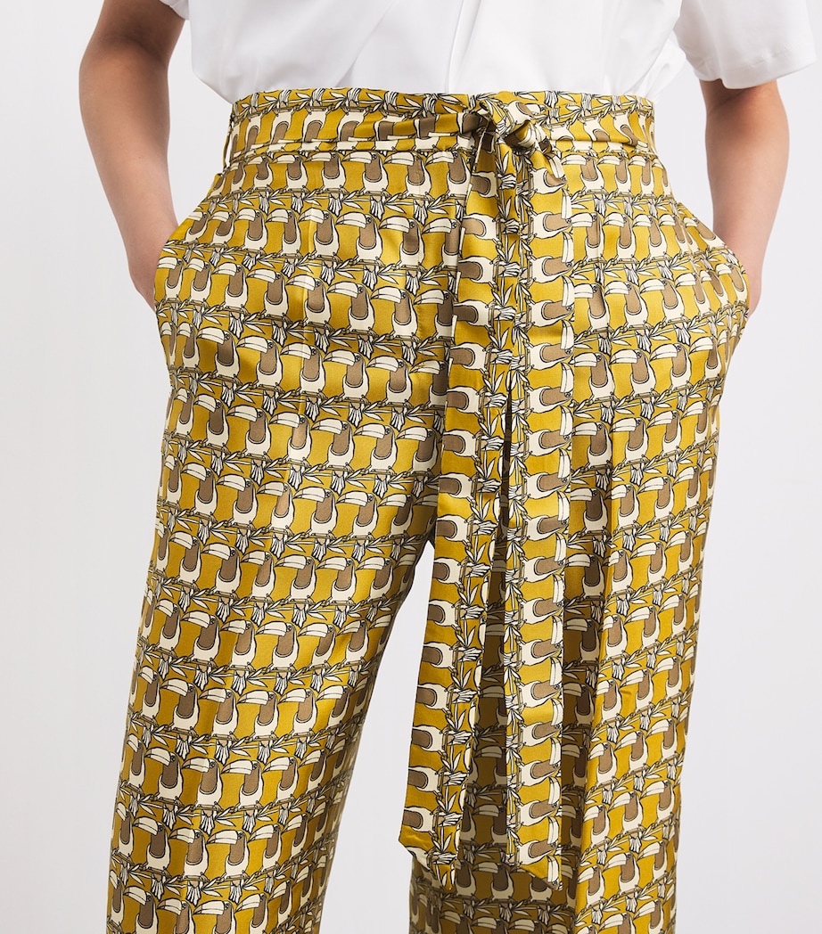 Silk Printed Trousers MUSTARD Image 6