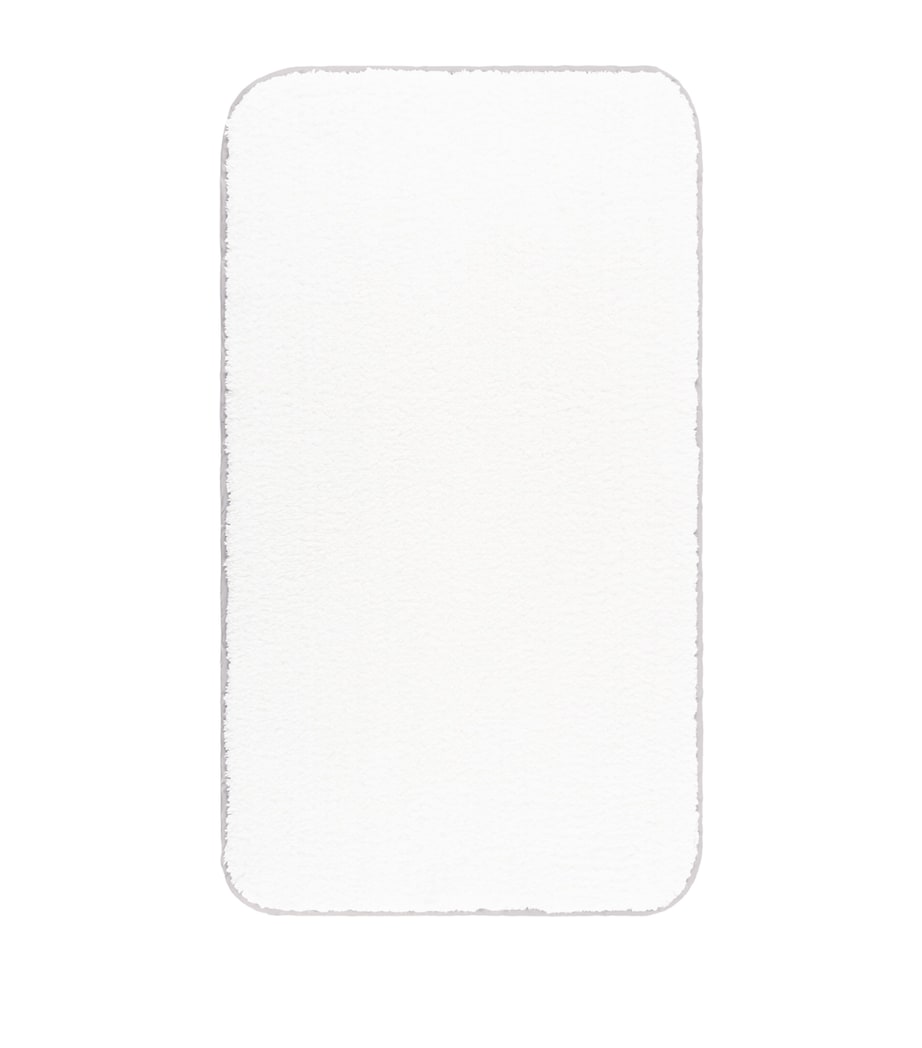 GRACCIOZA Egyptian Cotton Portobello Bath Mat (60cm x 100cm) White/silver Image 1