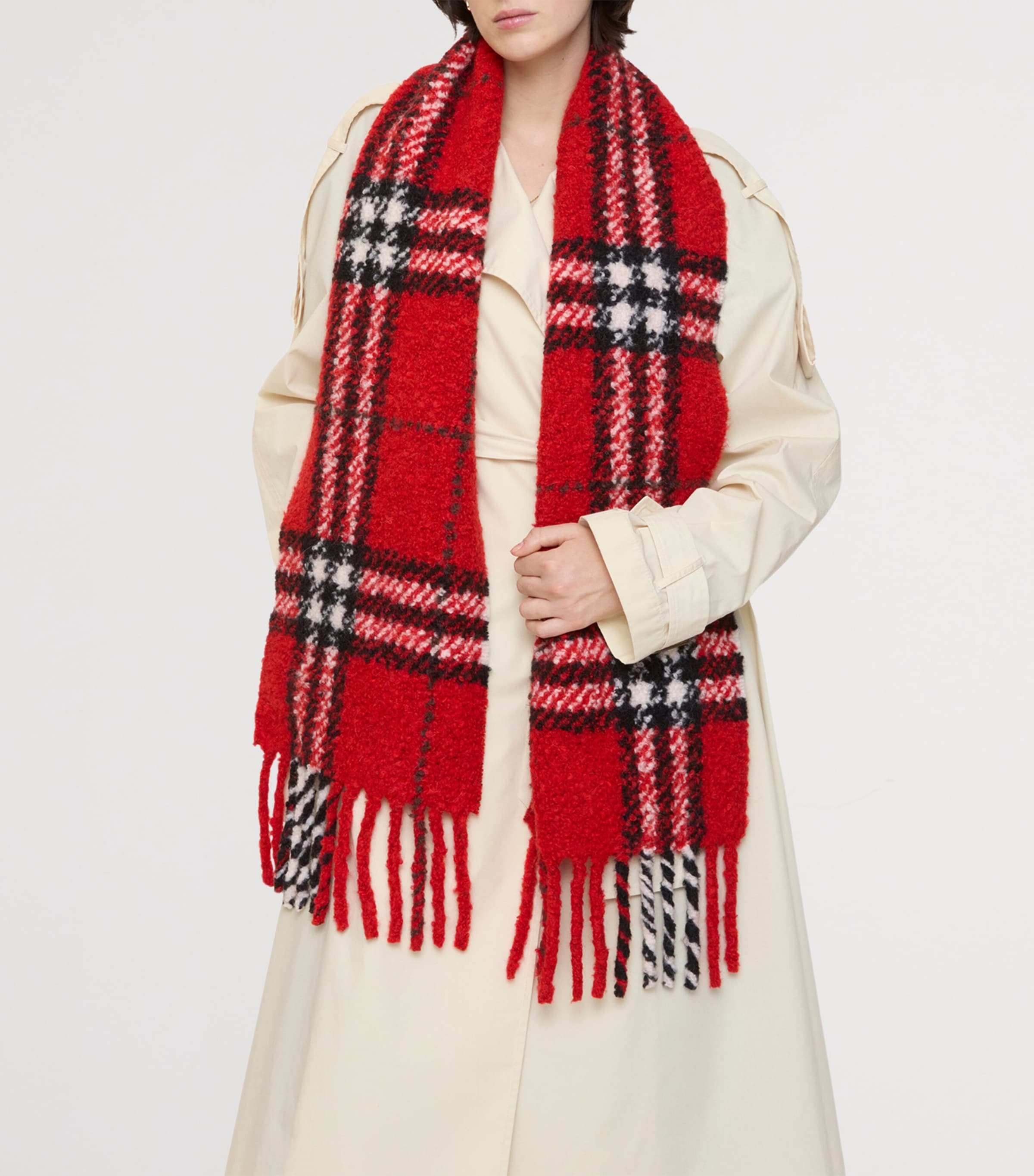 Alpaca-Wool Bouclé Scarf POST RED Image 4