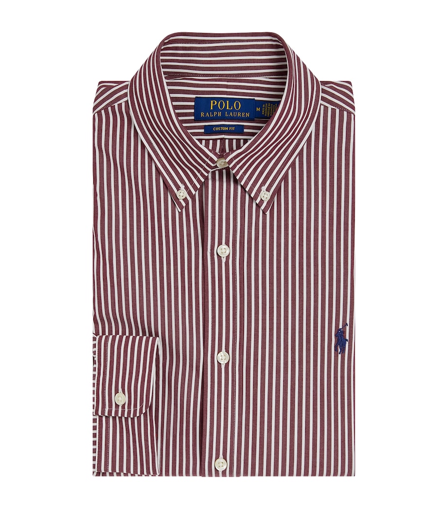 Cotton Polo Pony Stripe Shirt RED Image 1