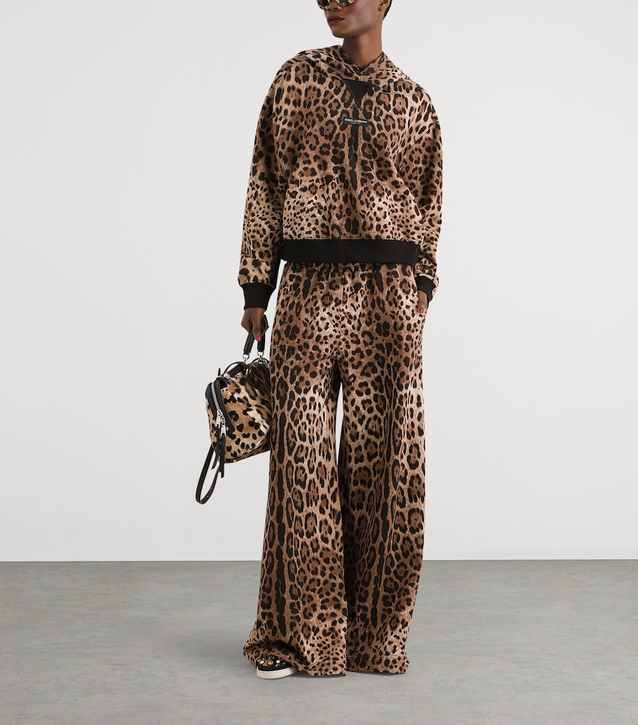 Dolce&Gabbana Womens Fleece Leopard Print Trousers Leo New Image 2