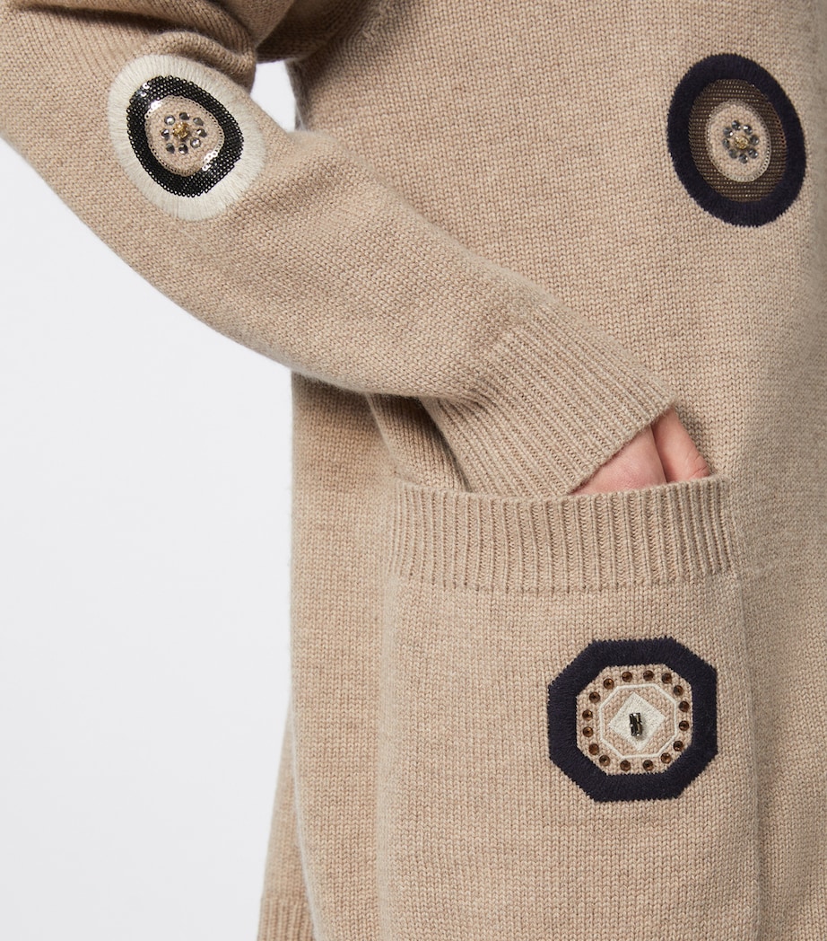 Wool-Cashmere Patch Cardigan SAND Image 5