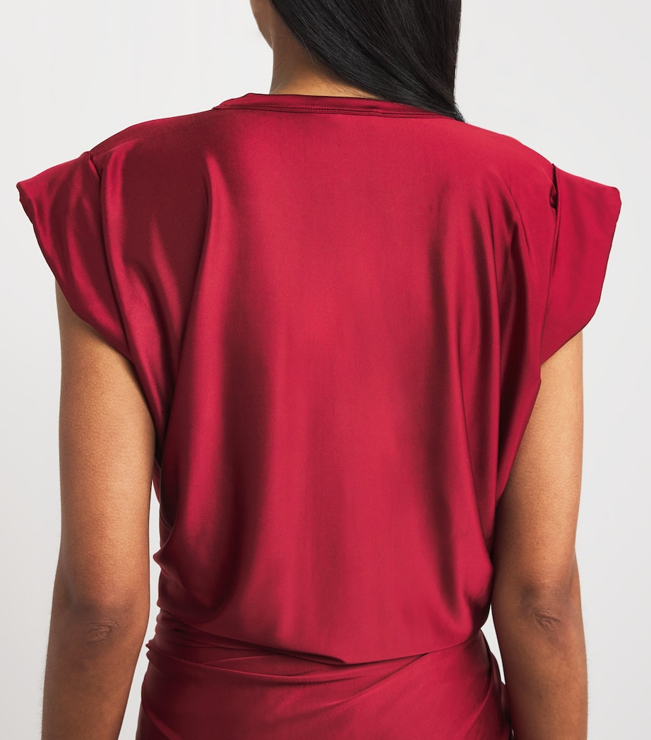 Tasselled Ring-Gathered Midi Dress P613 RUBY RED Image 4