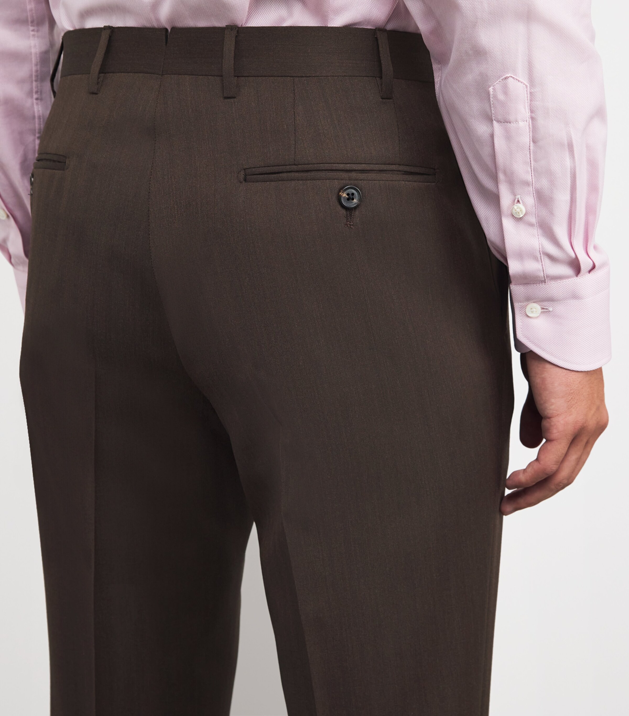 Corneliani Mens Virgin Wool Herringbone 2-Piece Suit Dark Brown Image 6