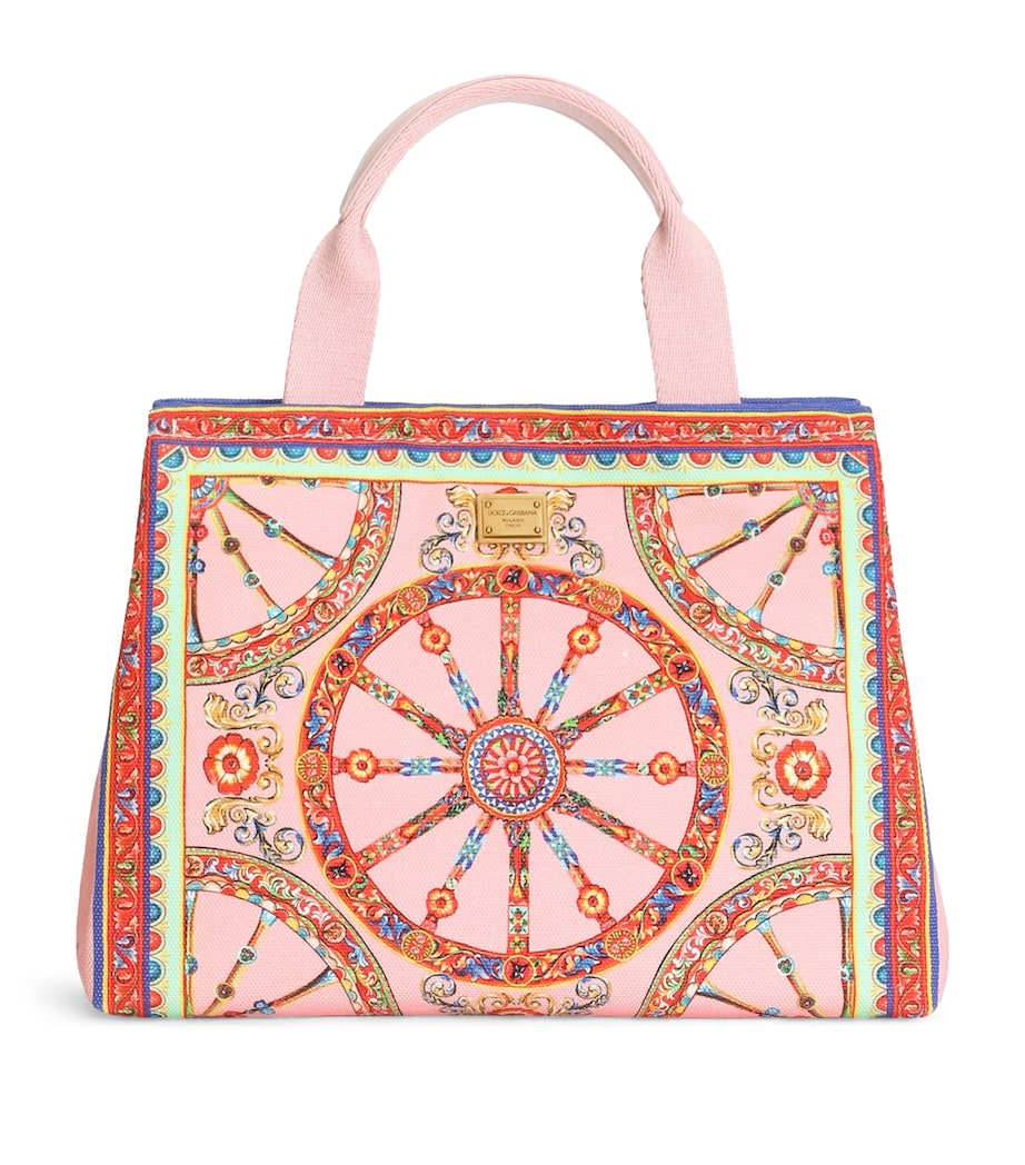 Dolce&Gabbana Kids Canvas Carretto Print Tote Bag Carretto Fld Image 1