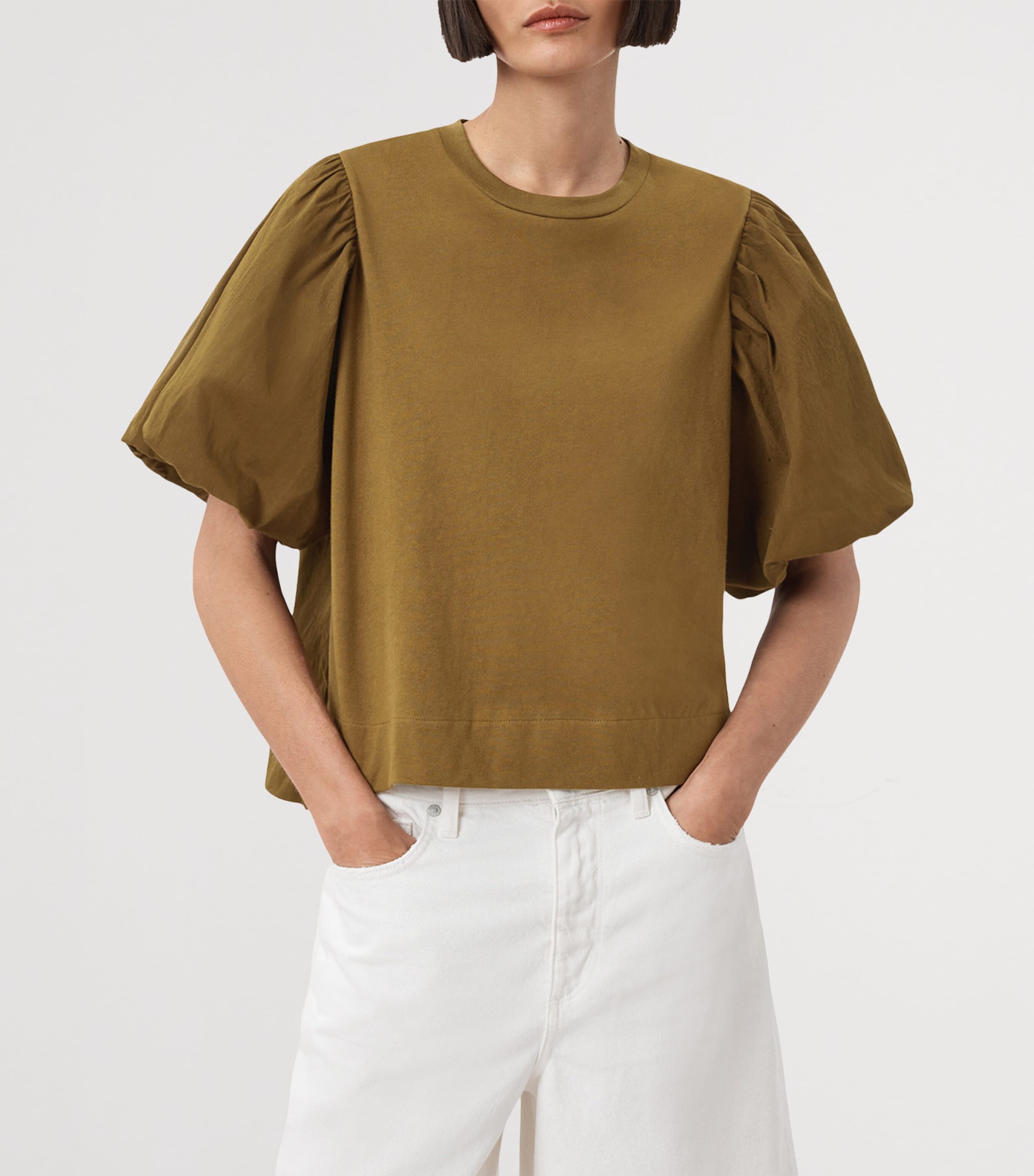 AllSaints Womens Organic Cotton Jess T-Shirt Fango Green Image 4