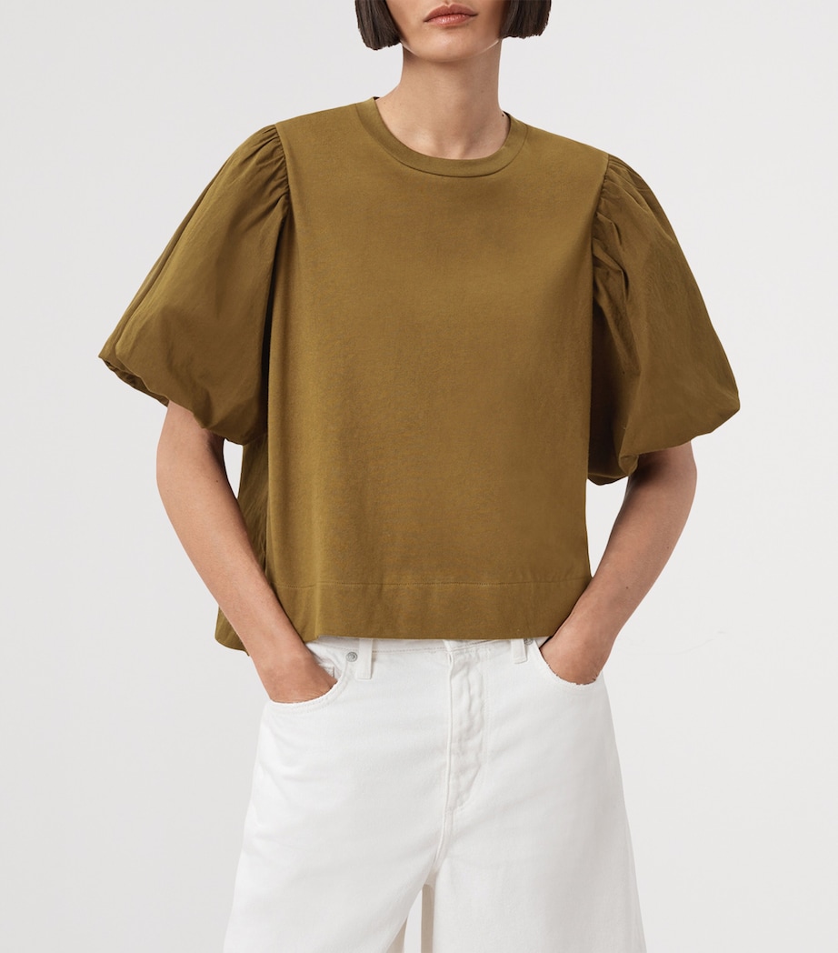 AllSaints Womens Organic Cotton Jess T-Shirt Fango Green Image 4