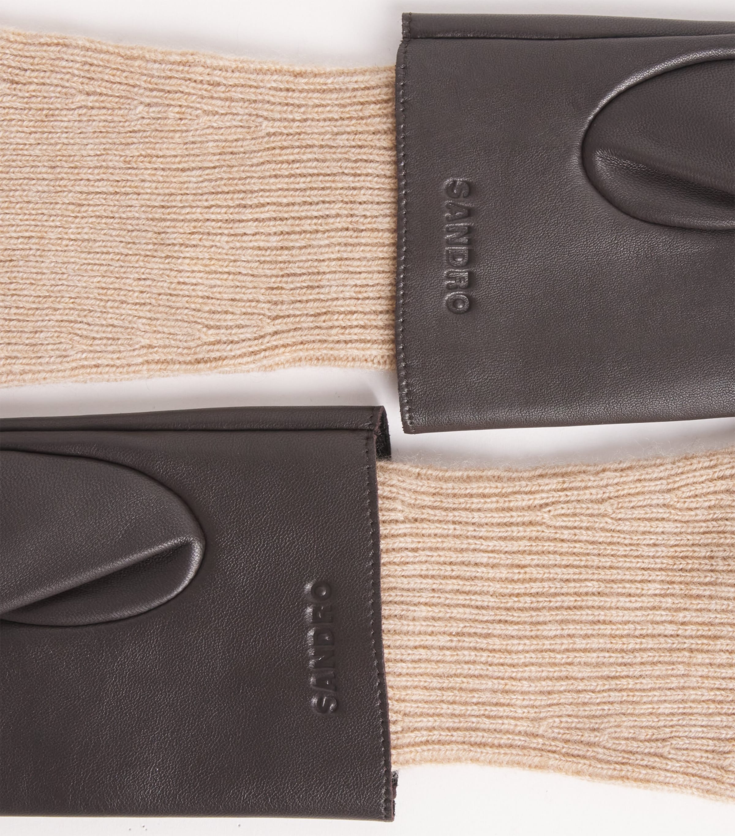 Wool-Blend Leather-Trim Gloves BEIGE Image 2