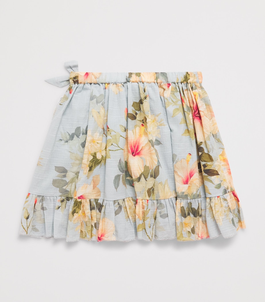 Zimmermann Kids Cotton Hibiscus Skirt (2-12 Years) Blue Hibiscus Image 2