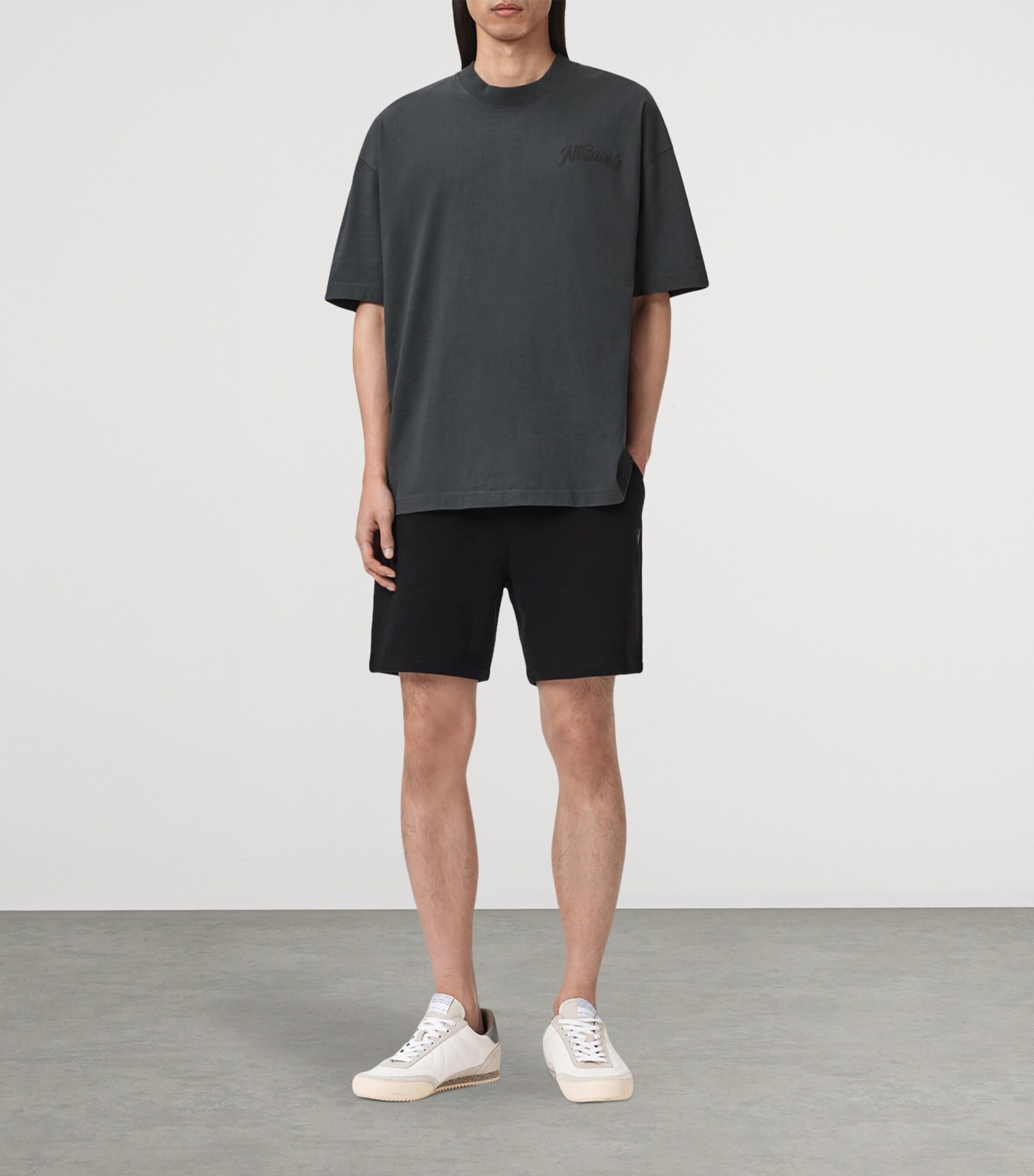AllSaints Mens Organic Cotton Odyssey T-Shirt Washed Black Image 2