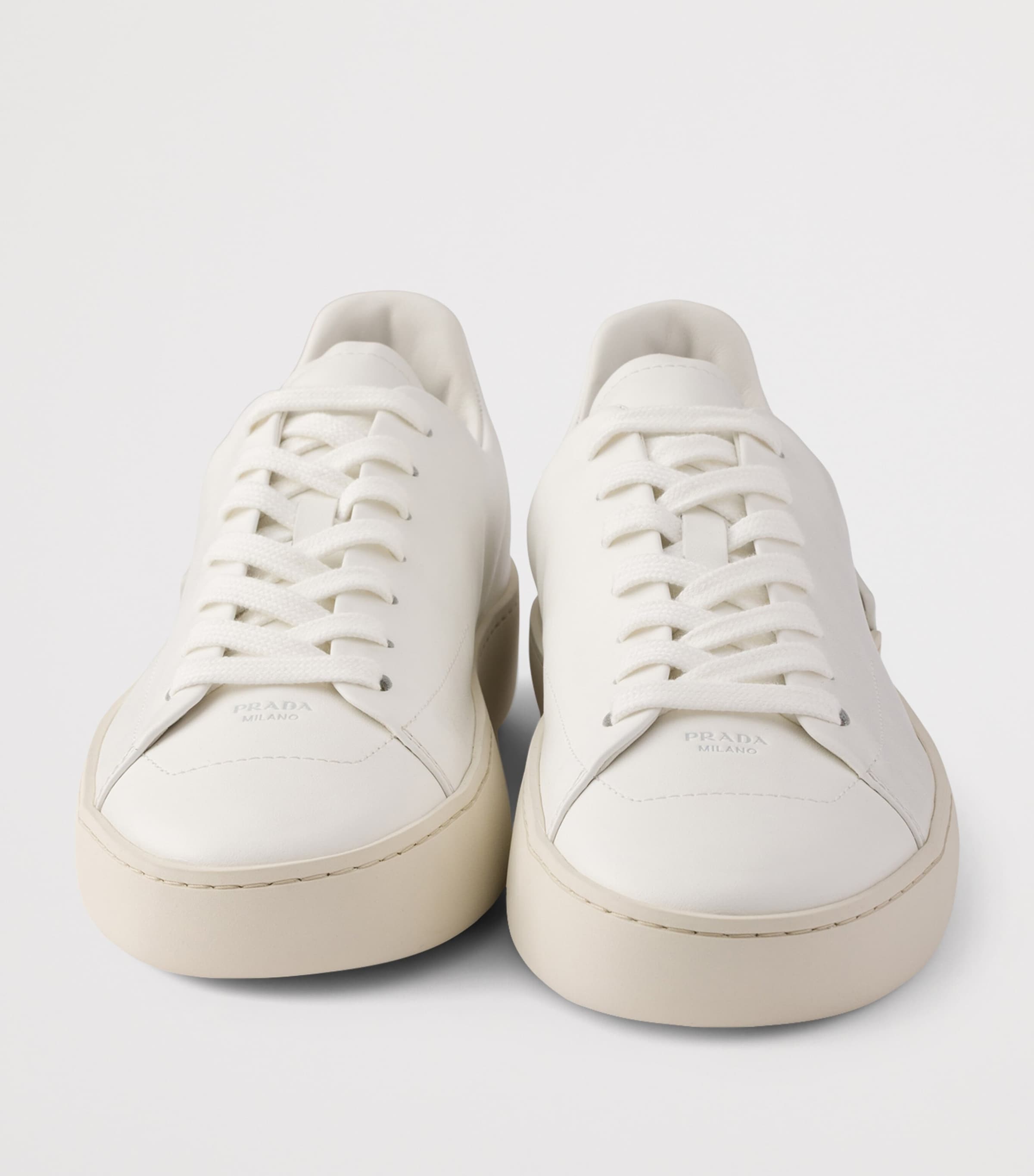 Prada Leather Court Sneakers White Image 5