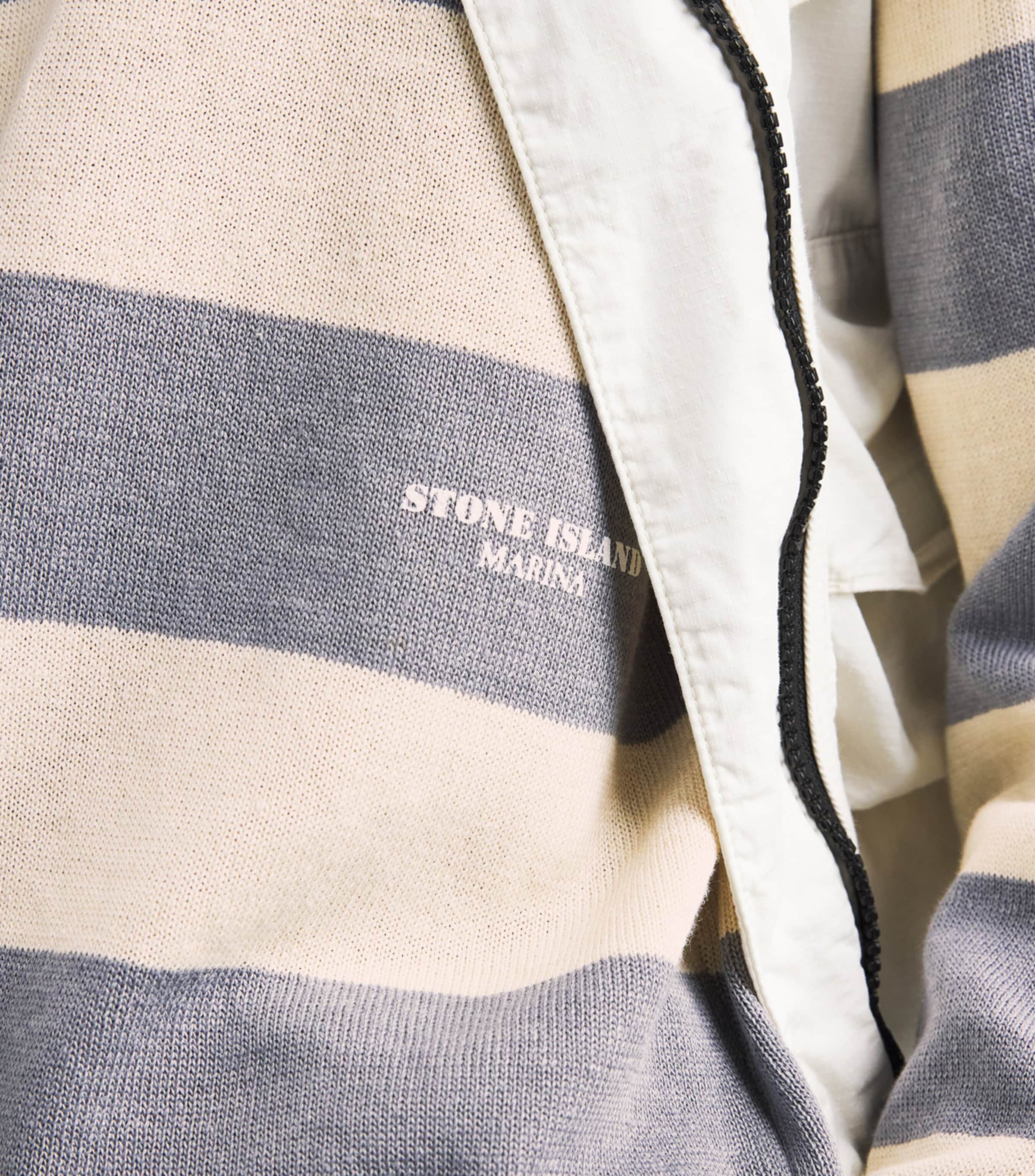 Stone Island Mens Cotton-Linen Stripe T-Shirt Image 3