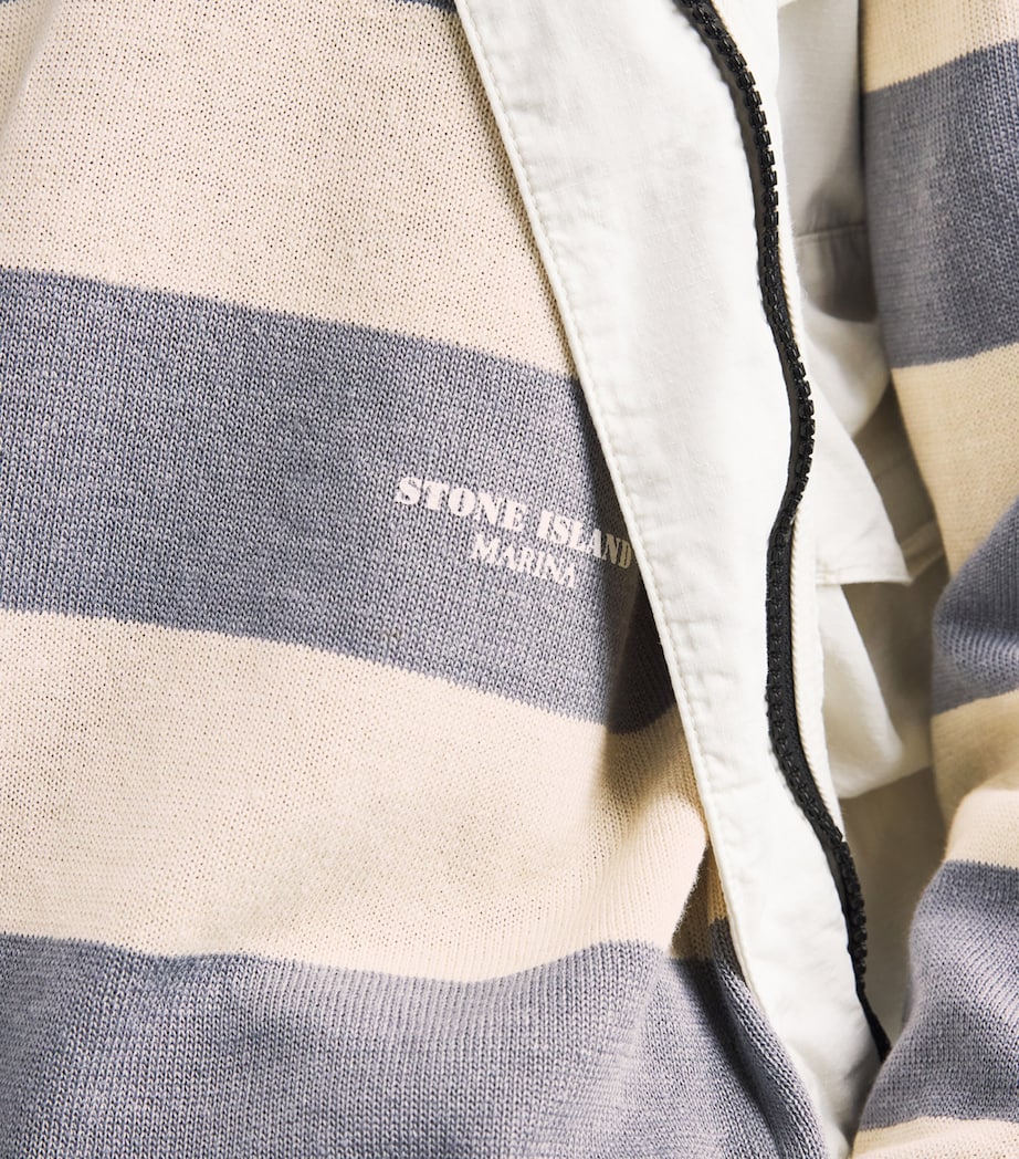 Stone Island Mens Cotton-Linen Stripe T-Shirt Image 3