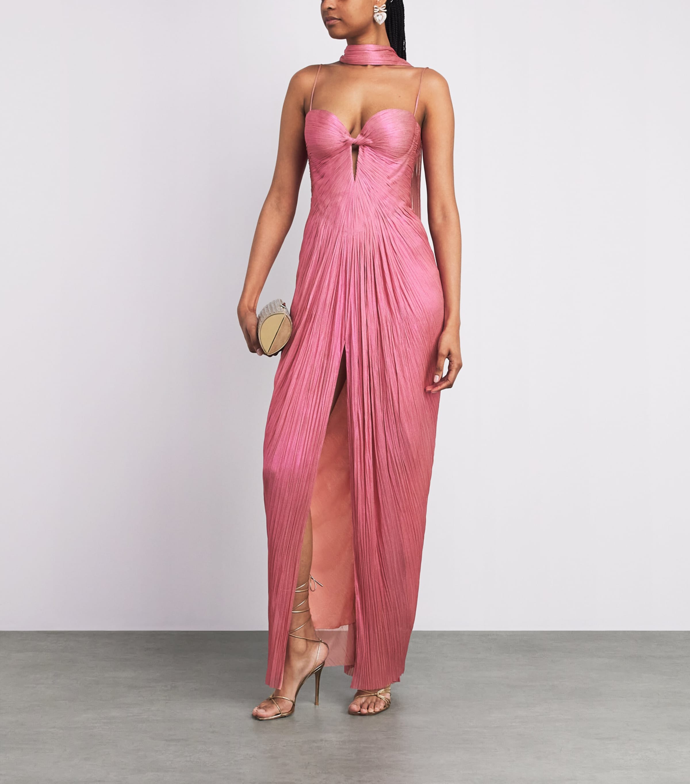 Maria Lucia Hohan Womens Silk Cut-Out Tonia Maxi Dress Sorbet Image 2