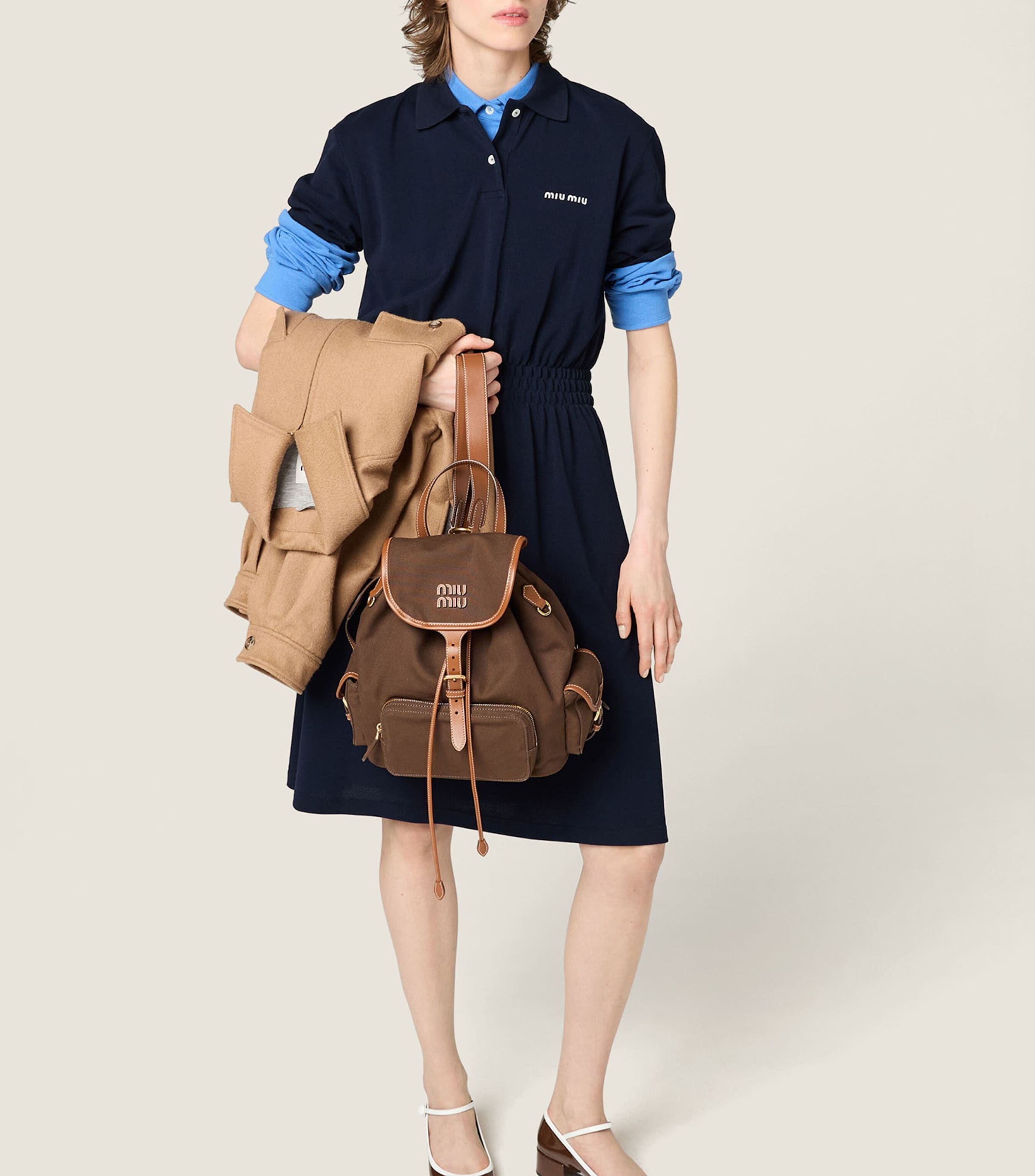 Canvas-Leather Backpack F04KB Image 2