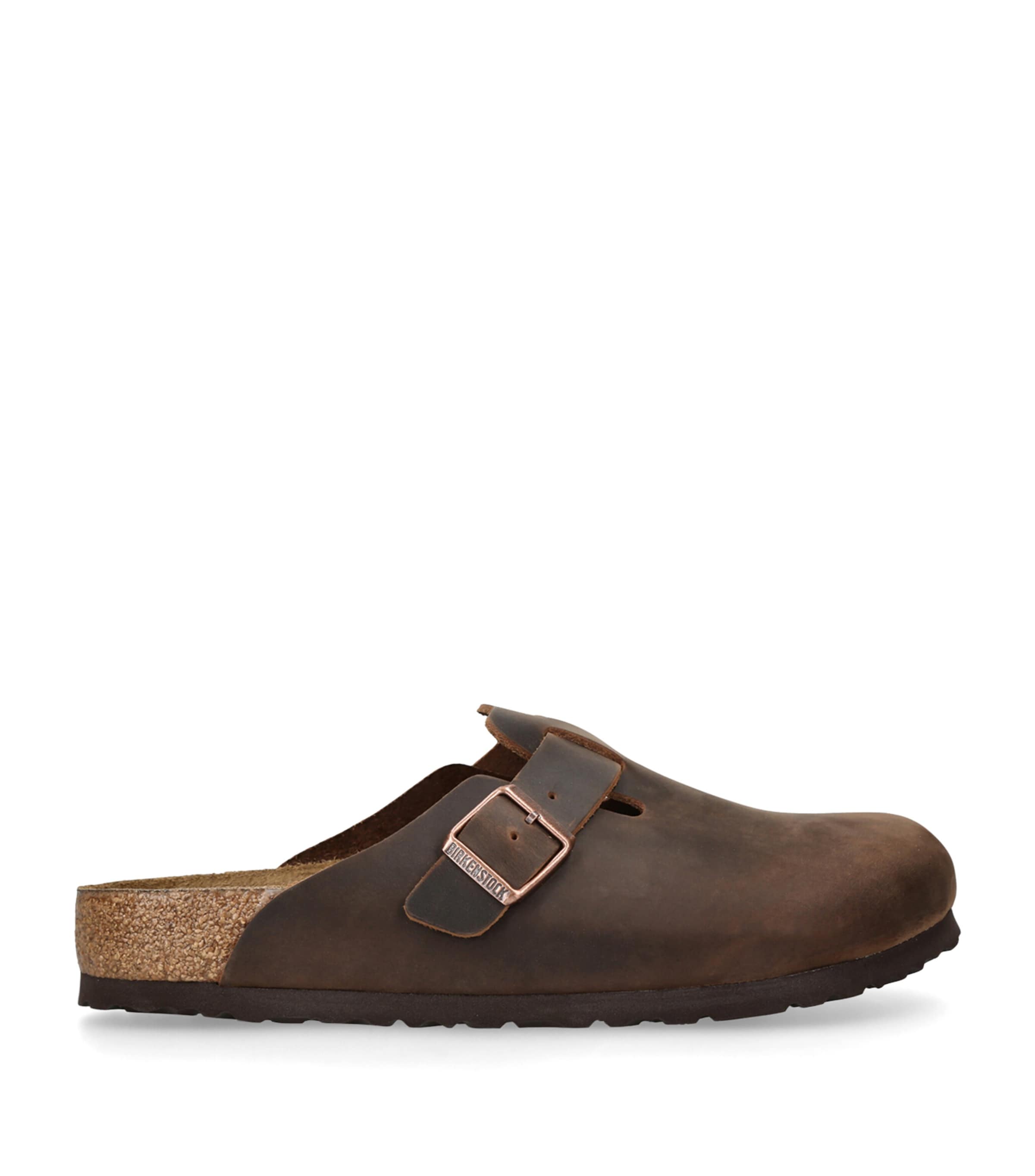 Birkenstock Oiled Leather Boston Clogs In Brown