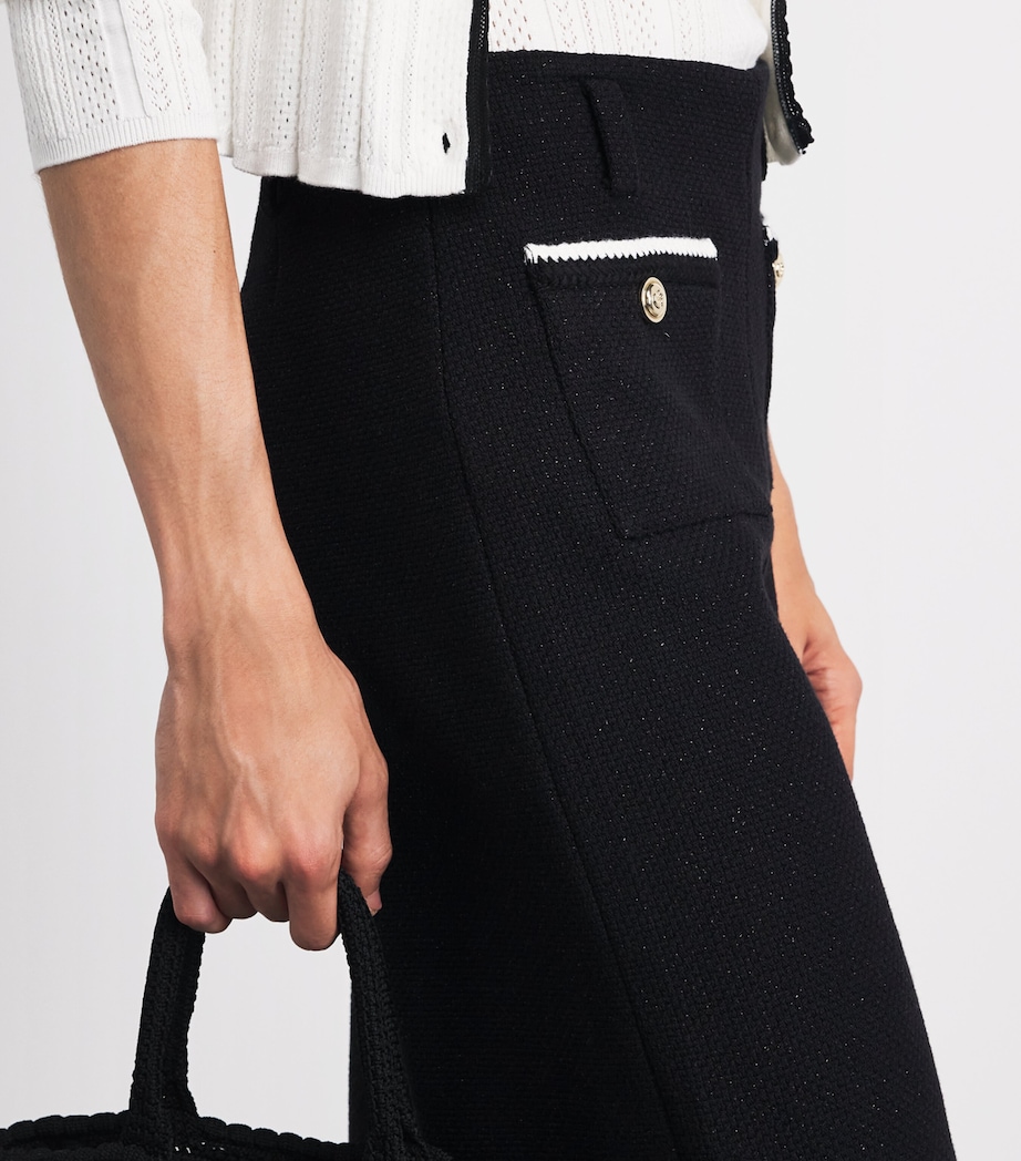 Maje Womens Tweed Wide-Leg Trousers Black Image 3