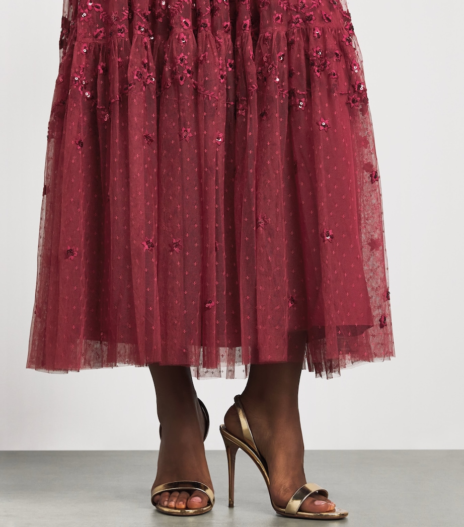 Needle & Thread Womens Clover Midi Dress Garnet Image 5