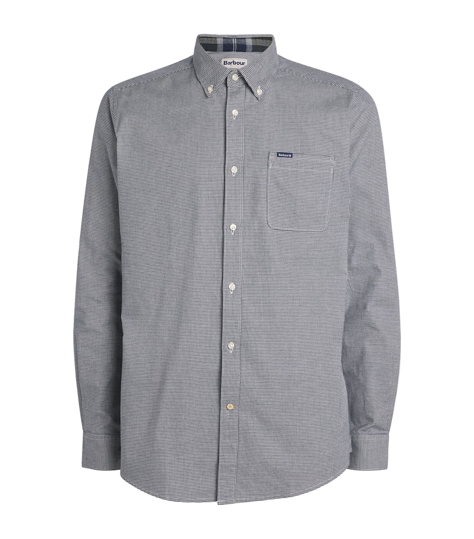 Cotton Huntly Houndstooth Tailored Shirt NY91 NAVY Image 1