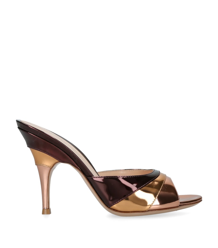 Gianvito Rossi Metallic Leather Marea Heeled Mules 95 Bronze Image 1