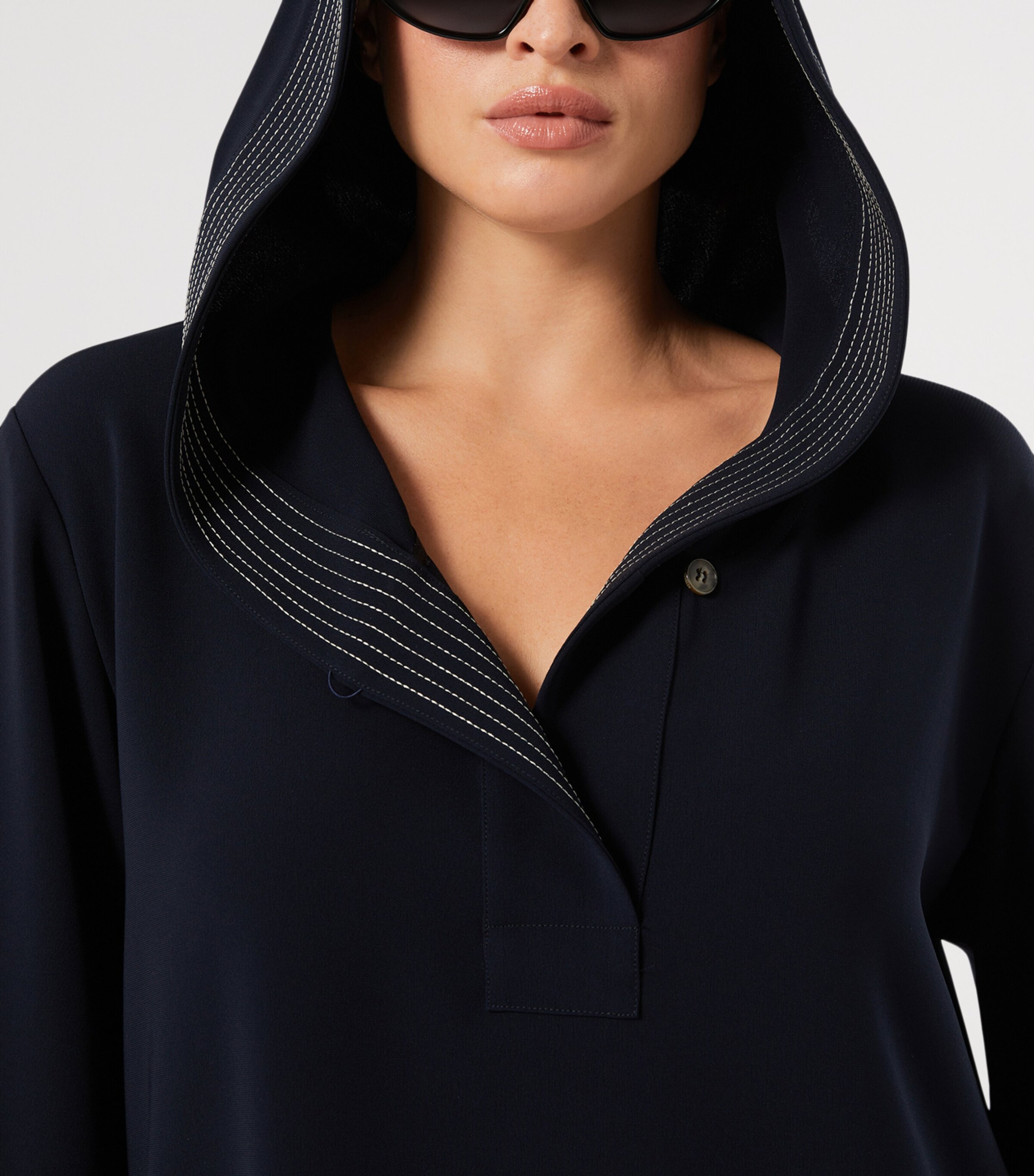 Marina Rinaldi Womens Cotton Hooded Blouse Midnightblue Image 5