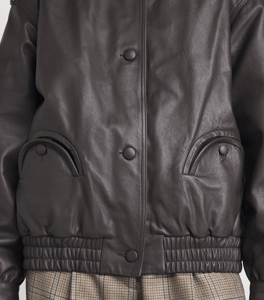Blazé Milano Womens Leather Charlie Bomber Jacket Ebano Image 3