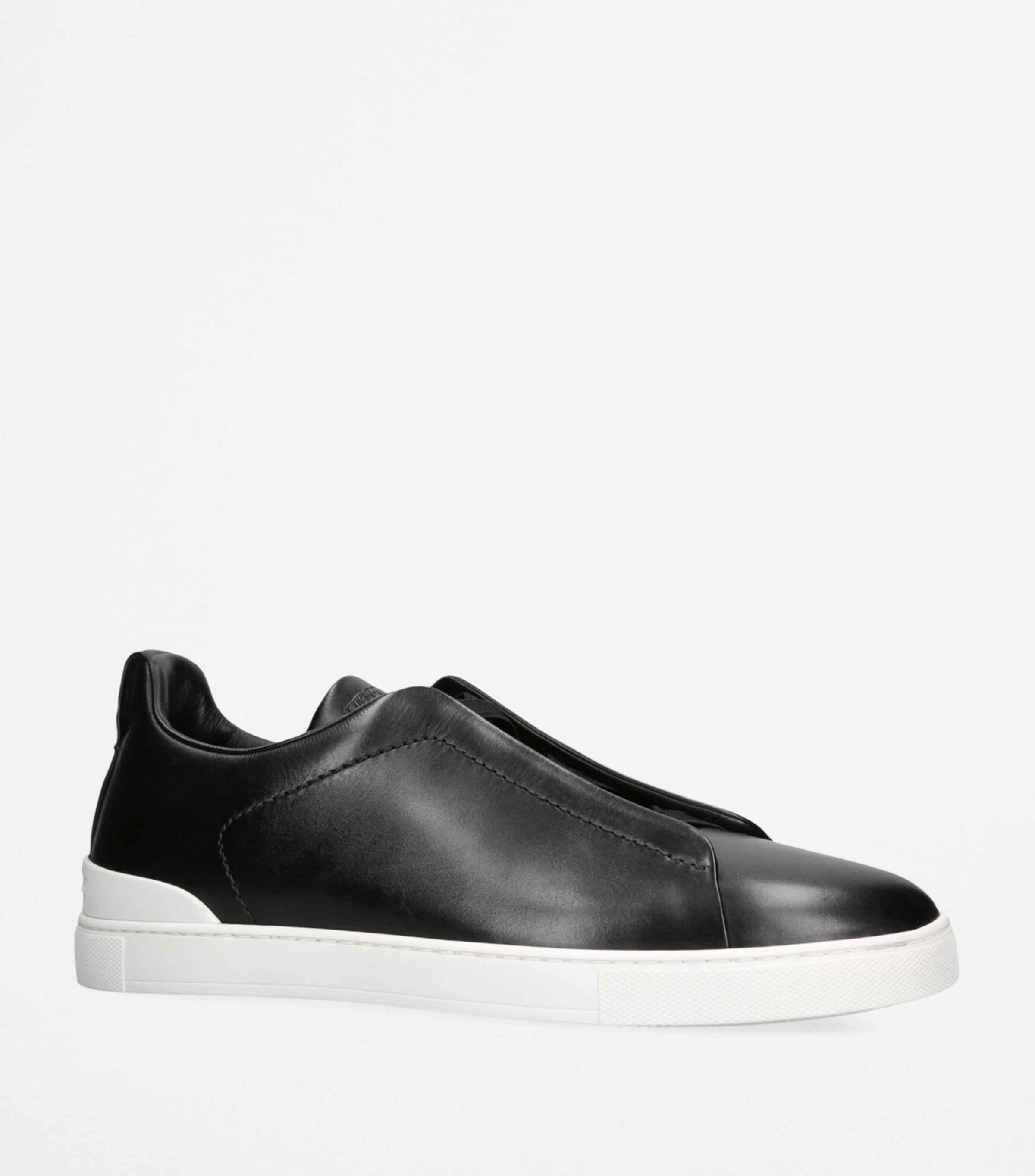 Leather Triple Stitch Sneakers BLK/WHITE Image 3