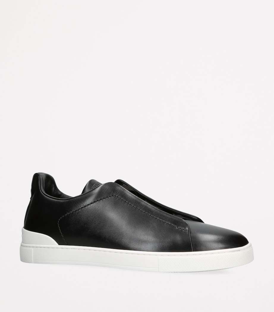 Leather Triple Stitch Sneakers BLK/WHITE Image 3