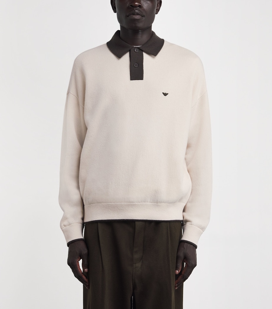 Virgin-Wool Logo Polo Sweater M1169 Image 3
